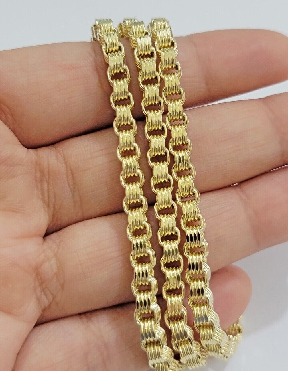 Real 10k Gold Box Byzantine Chain Necklace 20" - 28" Inch 4mm 5mm 6mm 7mm 10kt Men - GoldenlinQ