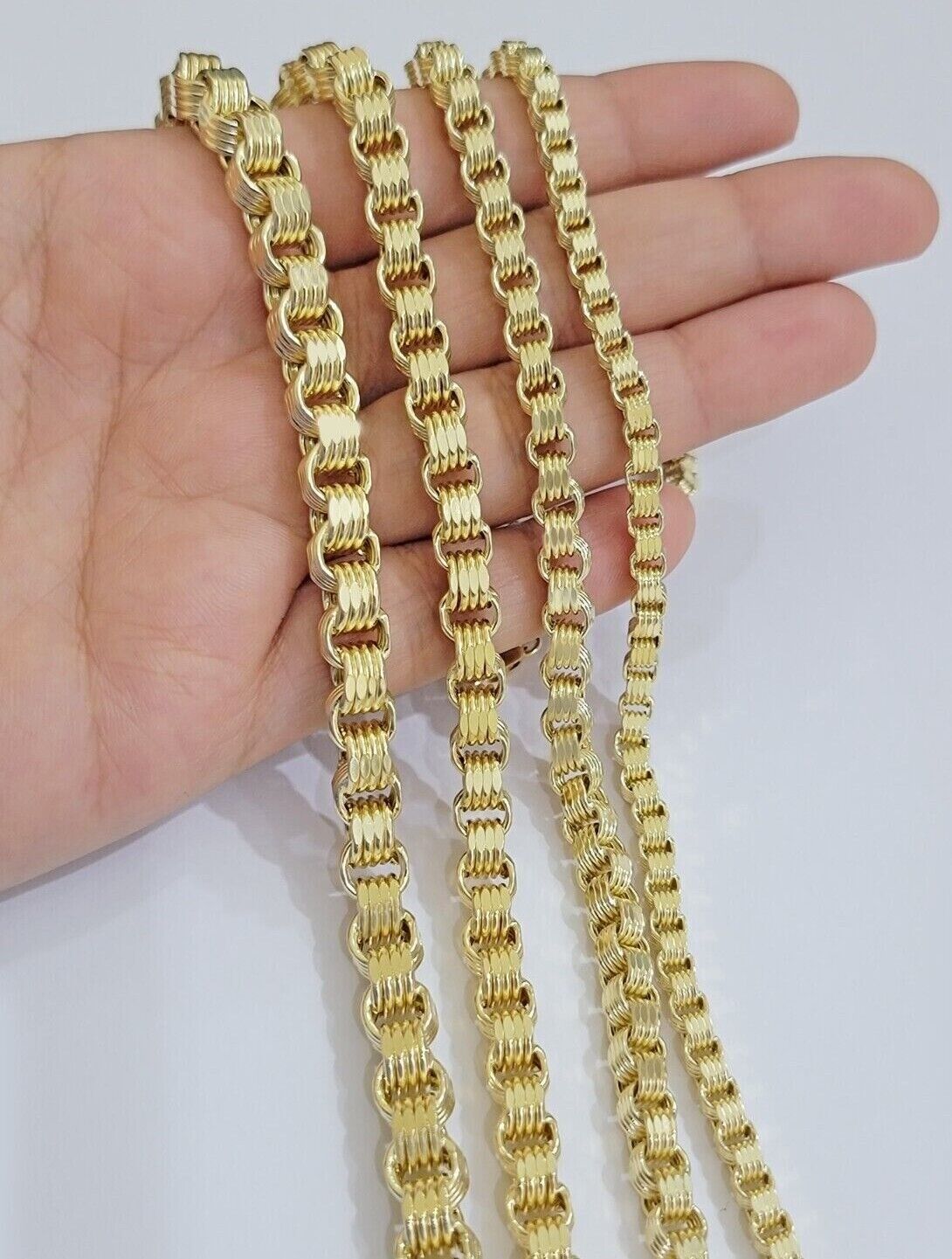 Real 10k Gold Box Byzantine Chain Necklace 20" - 28" Inch 4mm 5mm 6mm 7mm 10kt Men - GoldenlinQ