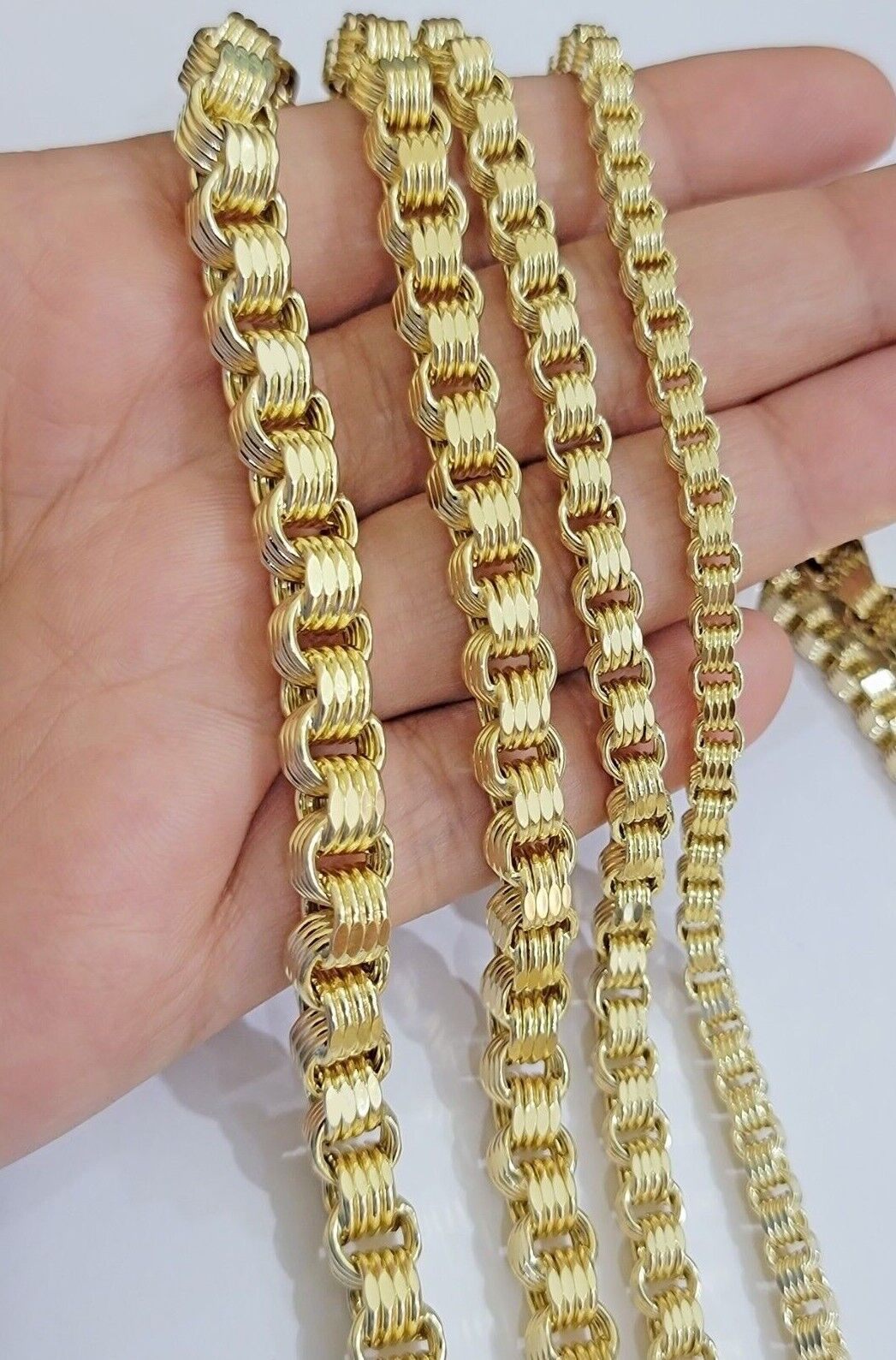 Real 10k Gold Box Byzantine Chain Necklace 20" - 28" Inch 4mm 5mm 6mm 7mm 10kt Men - GoldenlinQ