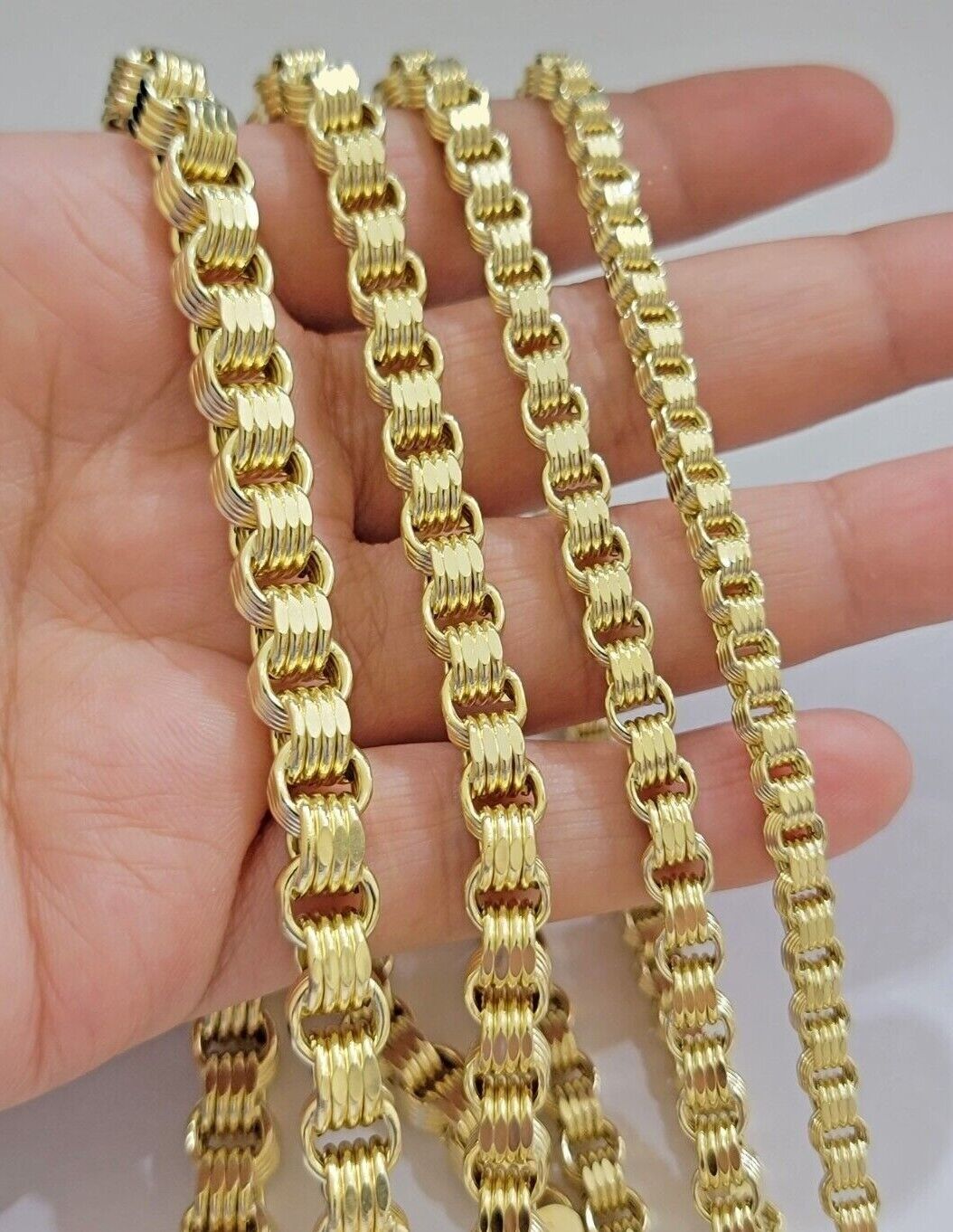 Real 10k Gold Box Byzantine Chain Necklace 20" - 28" Inch 4mm 5mm 6mm 7mm 10kt Men - GoldenlinQ