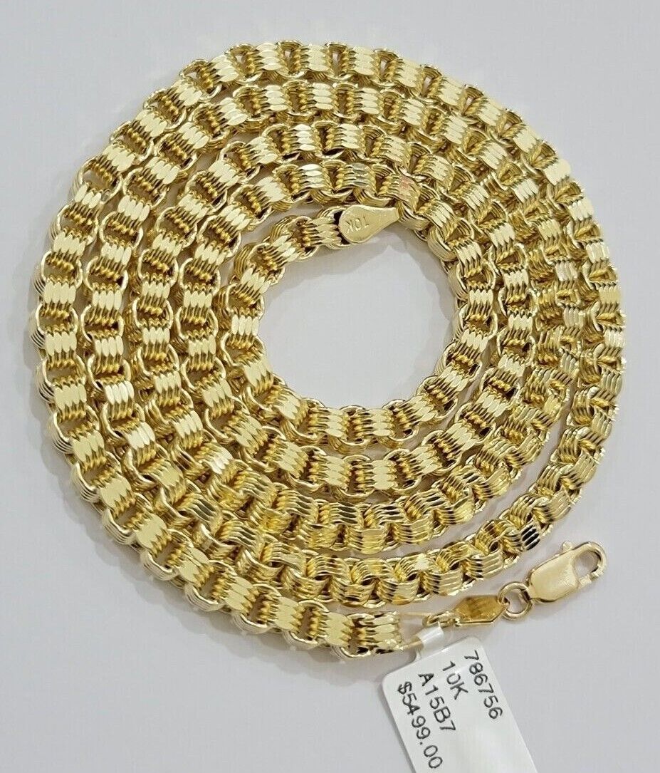 Real 10k Gold Box Byzantine Chain Necklace 20" - 28" Inch 4mm 5mm 6mm 7mm 10kt Men - GoldenlinQ