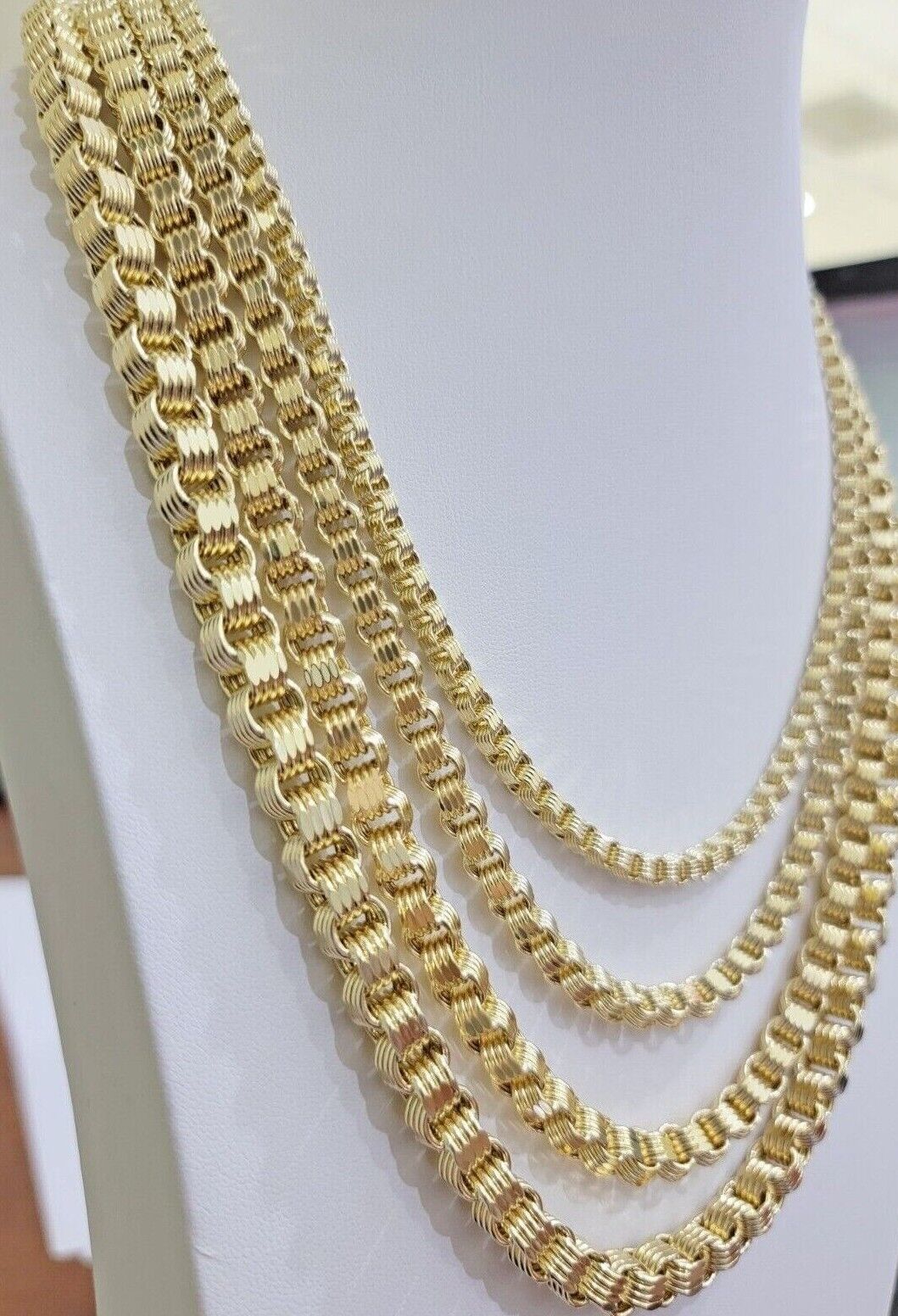 Real 10k Gold Box Byzantine Chain Necklace 20" - 28" Inch 4mm 5mm 6mm 7mm 10kt Men - GoldenlinQ