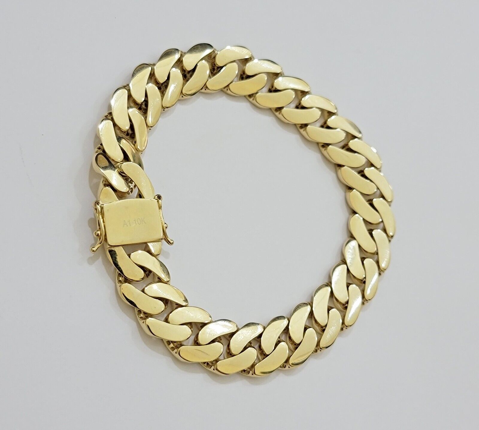 Real 10k Gold Bracelet 12mm Royal Miami Cuban Link 8 inch Men's 10kt Yellow Gold - GoldenlinQ