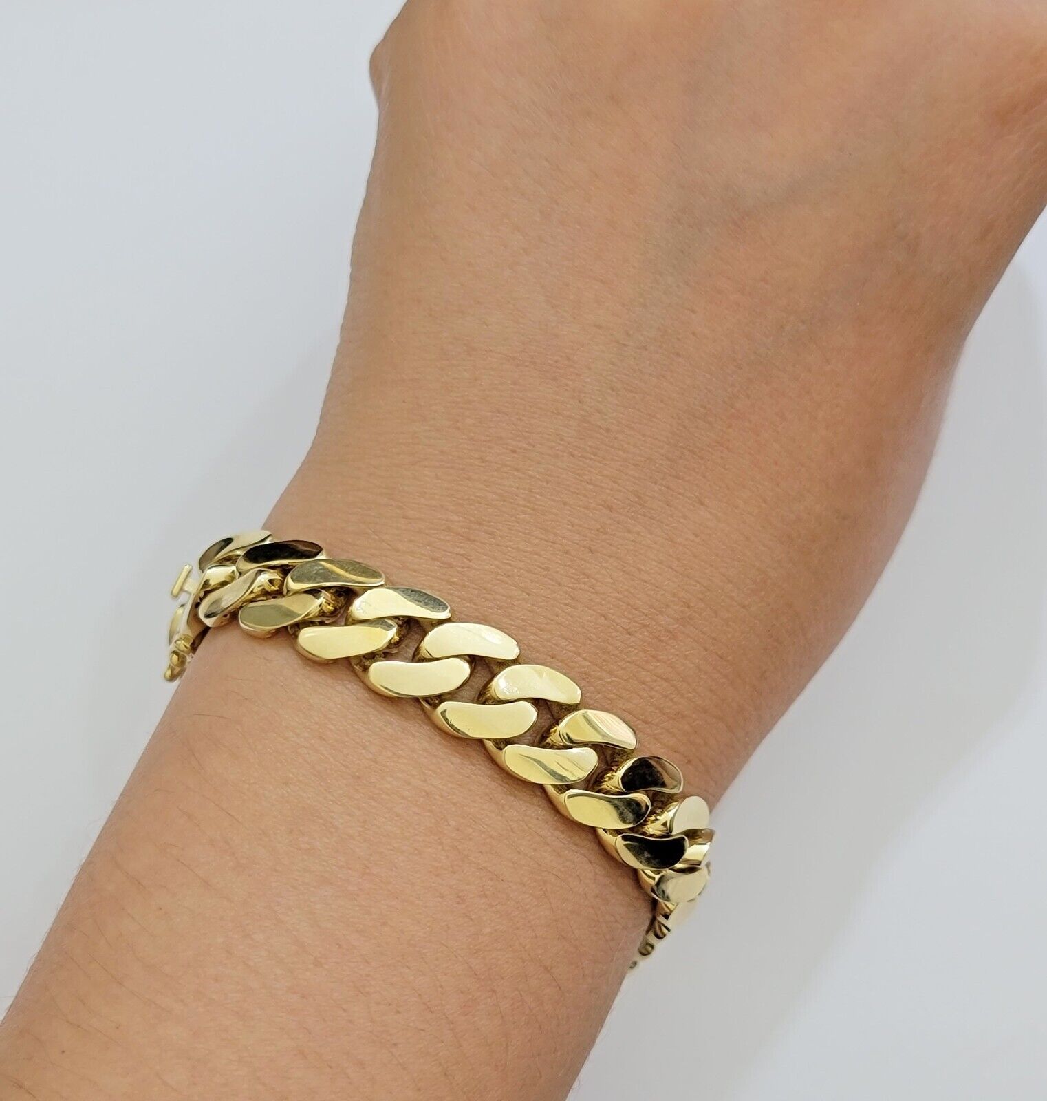 Real 10k Gold Bracelet 12mm Royal Miami Cuban Link 8 inch Men's 10kt Yellow Gold - GoldenlinQ