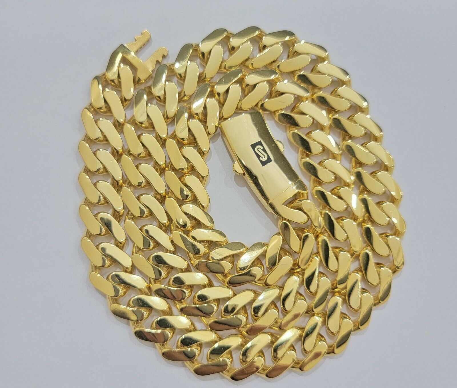 Real 10k Gold Bracelet 13mm Miami Cuban Royal Link 8.5" Shiny Plain Monaco,10kt - GoldenlinQ