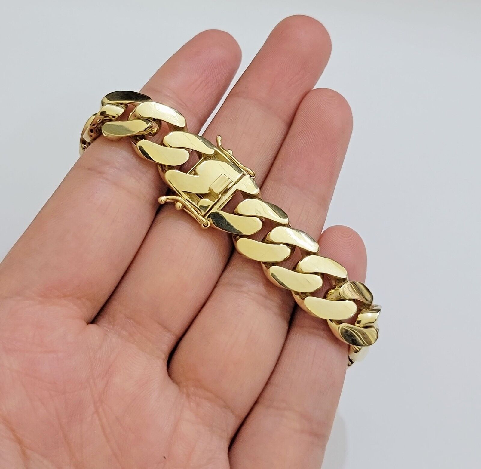 Real 10k Gold Bracelet 14mm Royal Miami Cuban Link 9 inch Men's 10kt Yellow Gold - GoldenlinQ