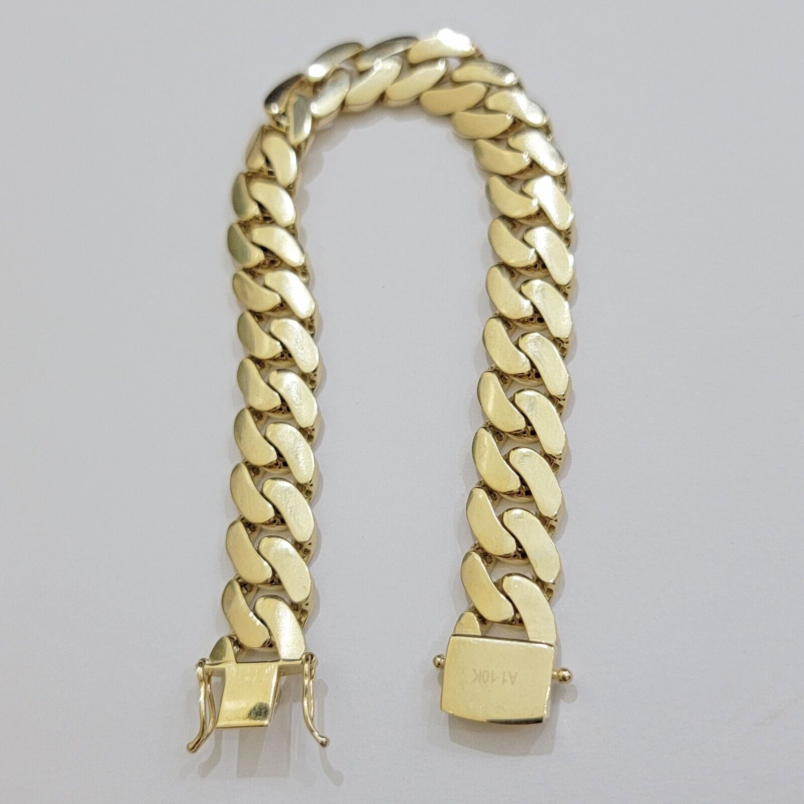 Real 10k Gold Bracelet 14mm Royal Miami Cuban Link 9 inch Men's 10kt Yellow Gold - GoldenlinQ