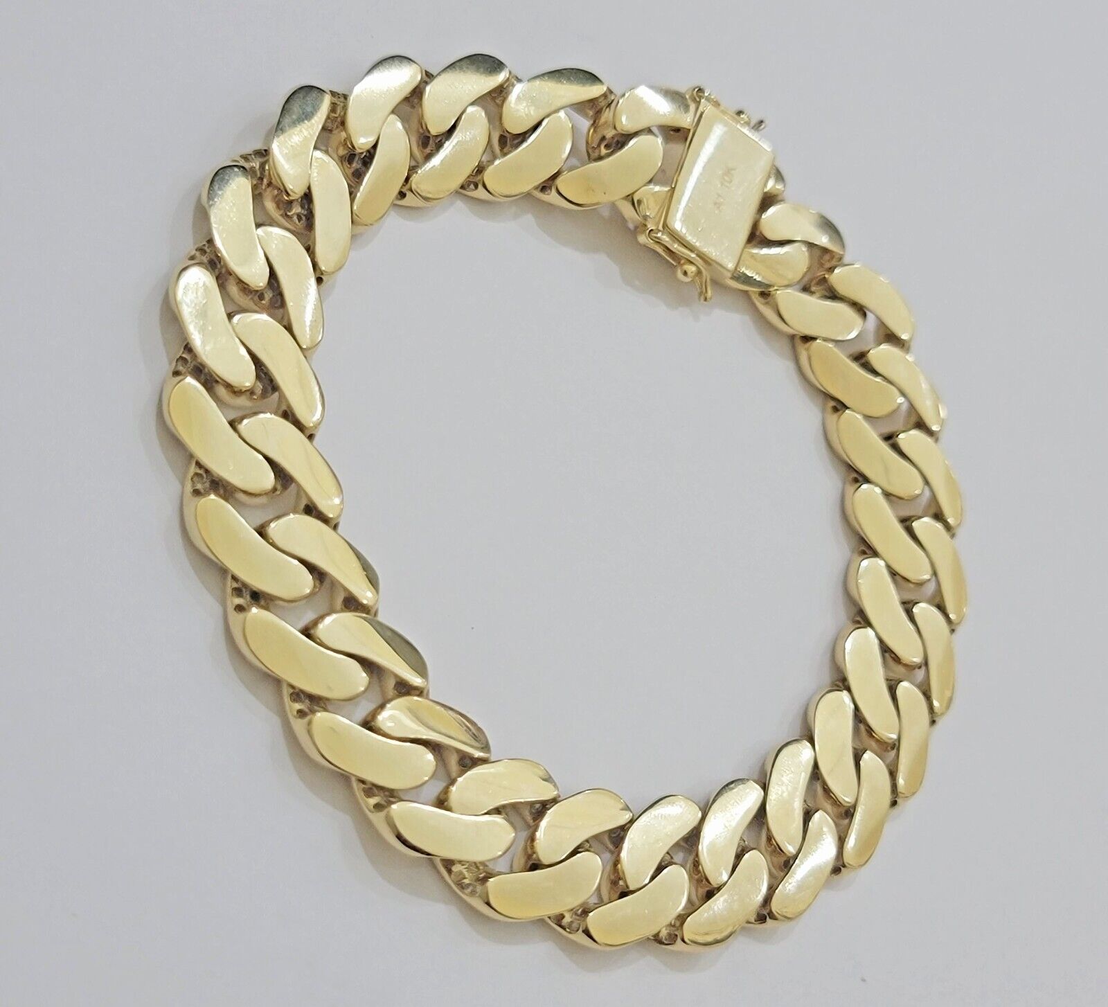 Real 10k Gold Bracelet 14mm Royal Miami Cuban Link 9 inch Men's 10kt Yellow Gold - GoldenlinQ