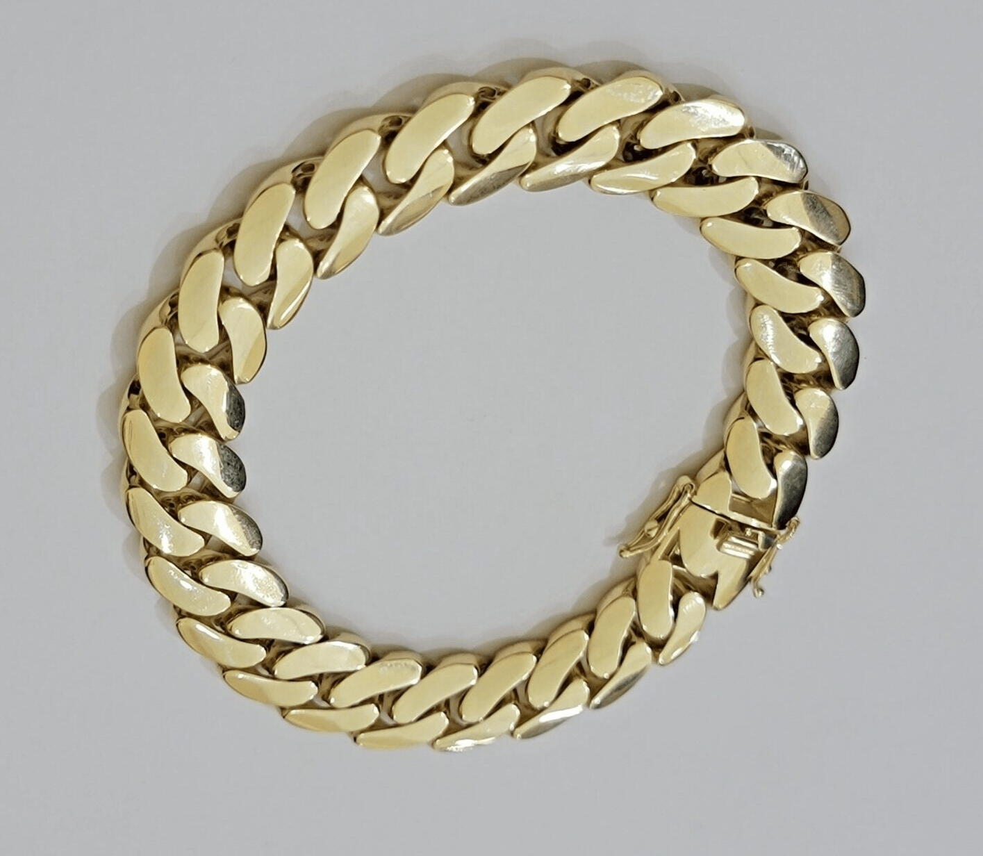 Real 10k Gold Bracelet 14mm Royal Miami Cuban Link 9 inch Men's 10kt Yellow Gold - GoldenlinQ