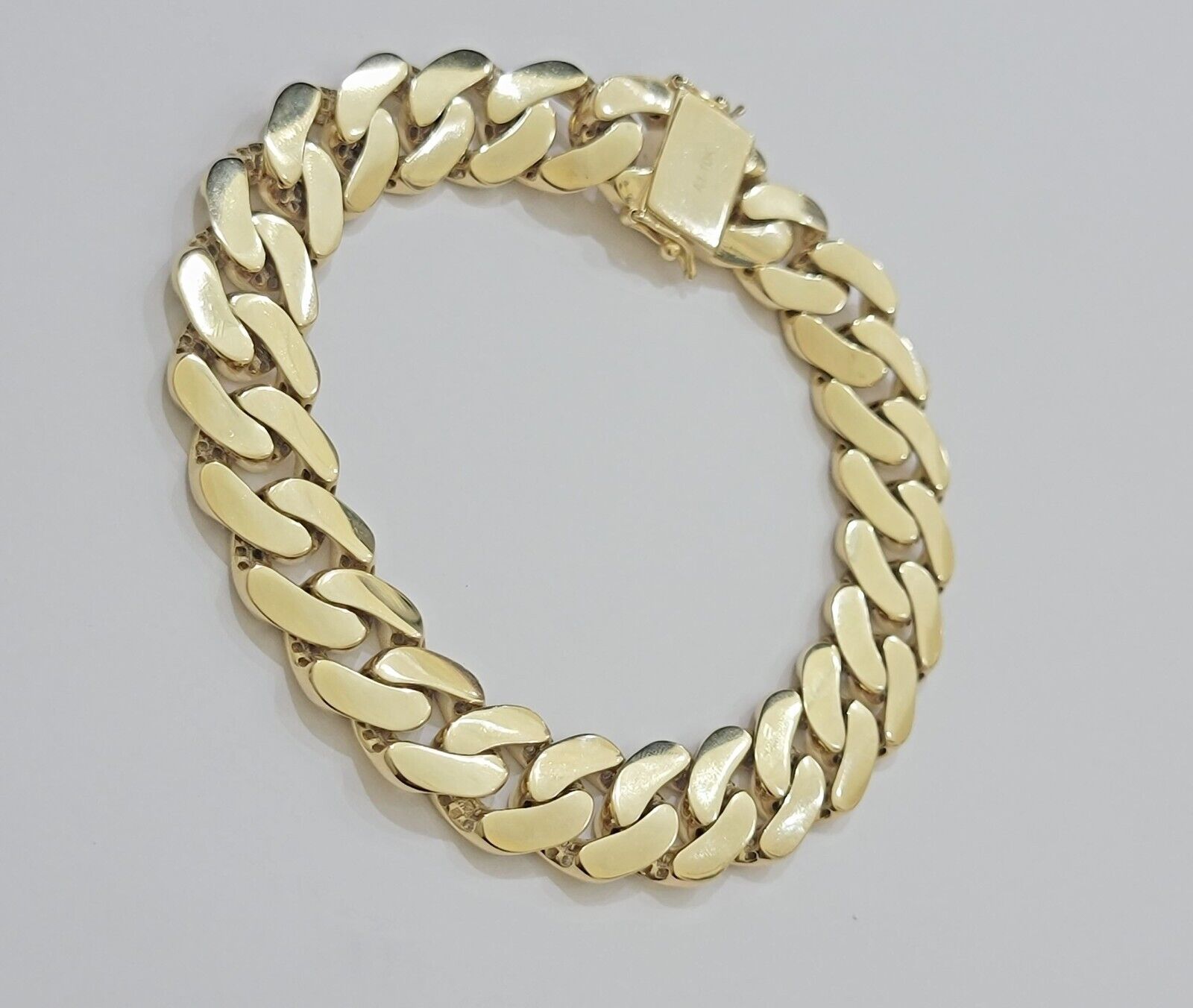Real 10k Gold Bracelet 14mm Royal Miami Cuban Link 9 inch Men's 10kt Yellow Gold - GoldenlinQ