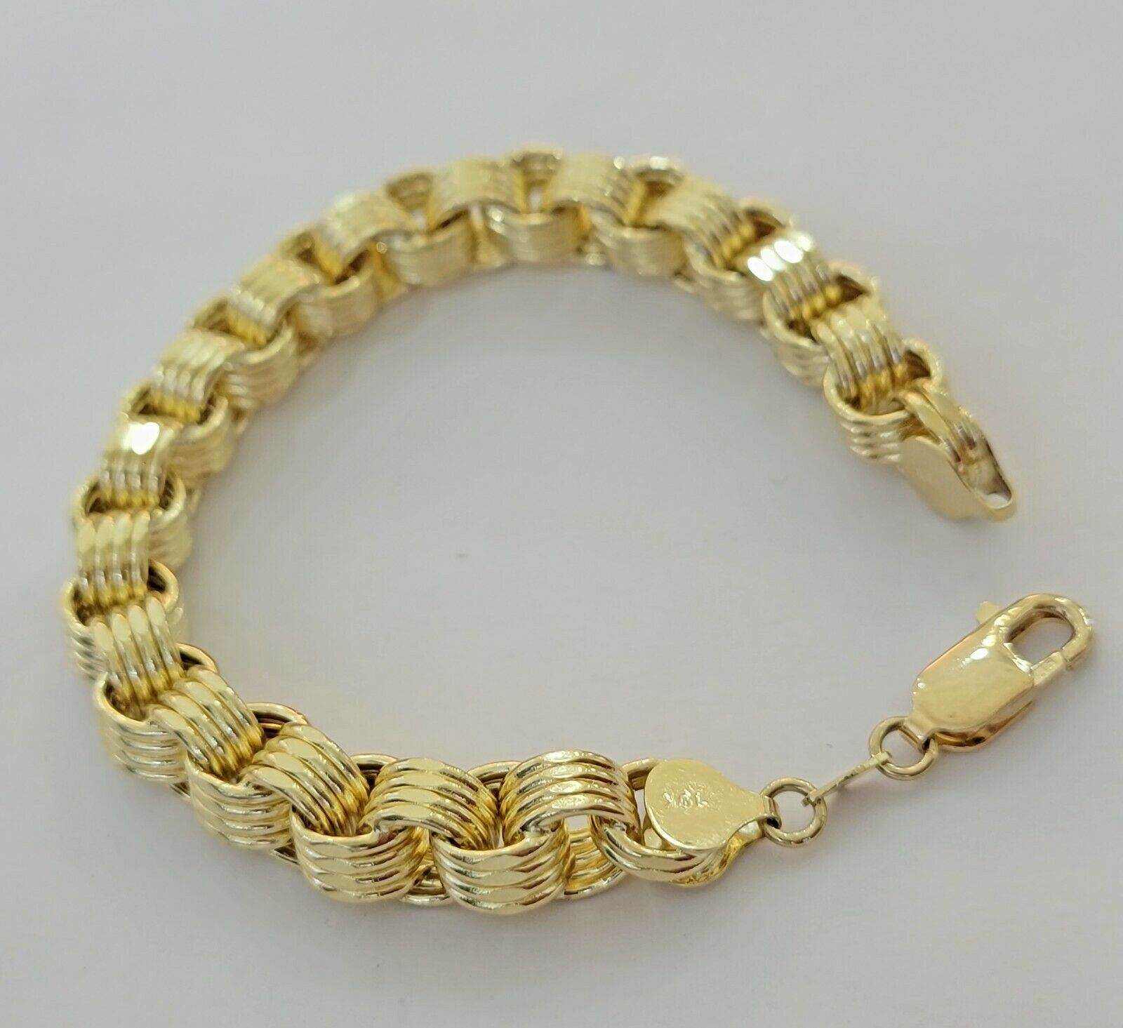 REAL 10k Gold Bracelet Byzantine Box 8" 9mm 10 kt Yellow Gold Men's Genuine 10kt - GoldenlinQ