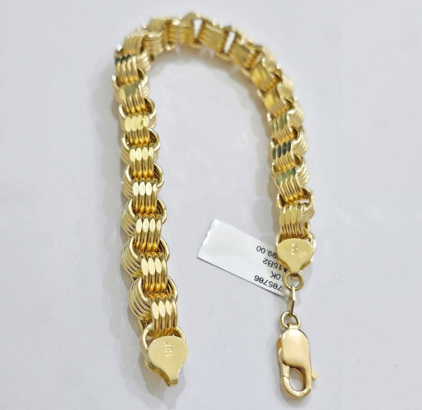 Real 10k Gold Bracelet Byzantine Box 8 Inch 8.5mm 10kt Yellow Gold Men's Genuine - GoldenlinQ