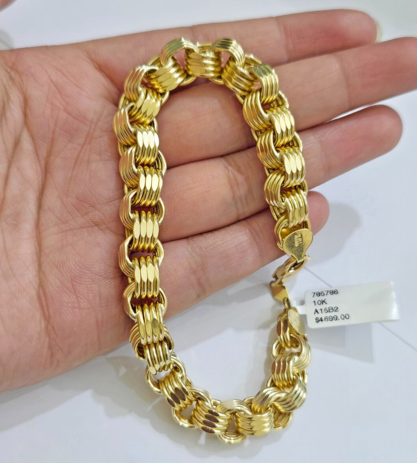 Real 10k Gold Bracelet Byzantine Box 8 Inch 8.5mm 10kt Yellow Gold Men's Genuine - GoldenlinQ