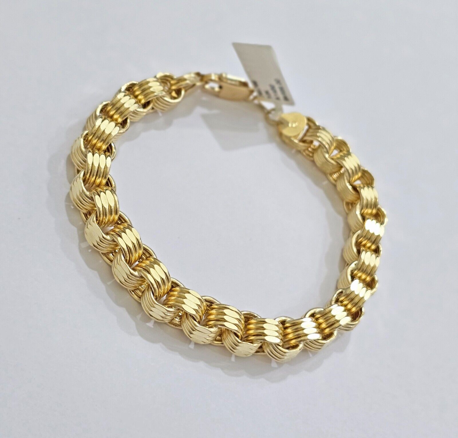 Real 10k Gold Bracelet Byzantine Box 9 Inch 8.5mm 10kt Yellow Gold Men's Genuine - GoldenlinQ