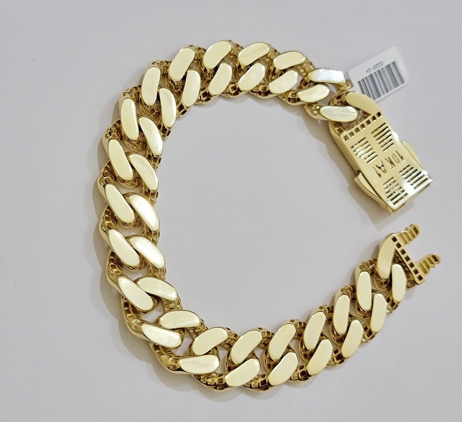 Real 10k Gold Bracelet Mens 9 inch 15mm Royal Cuban Link 10kt Yellow Gd CZ Lock - GoldenlinQ