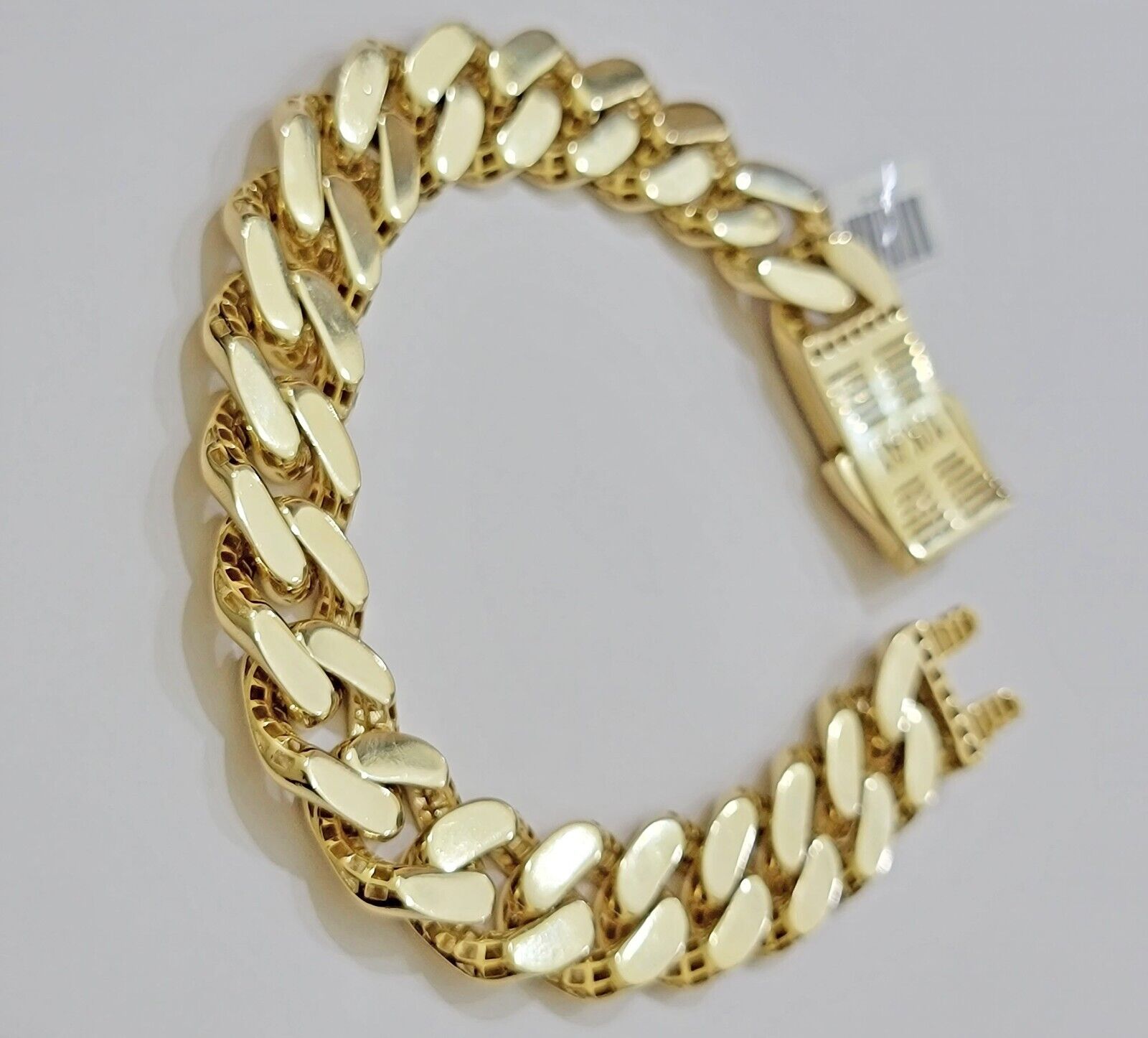Real 10k Gold Bracelet Mens 9 inch 15mm Royal Cuban Link 10kt Yellow Gd CZ Lock - GoldenlinQ