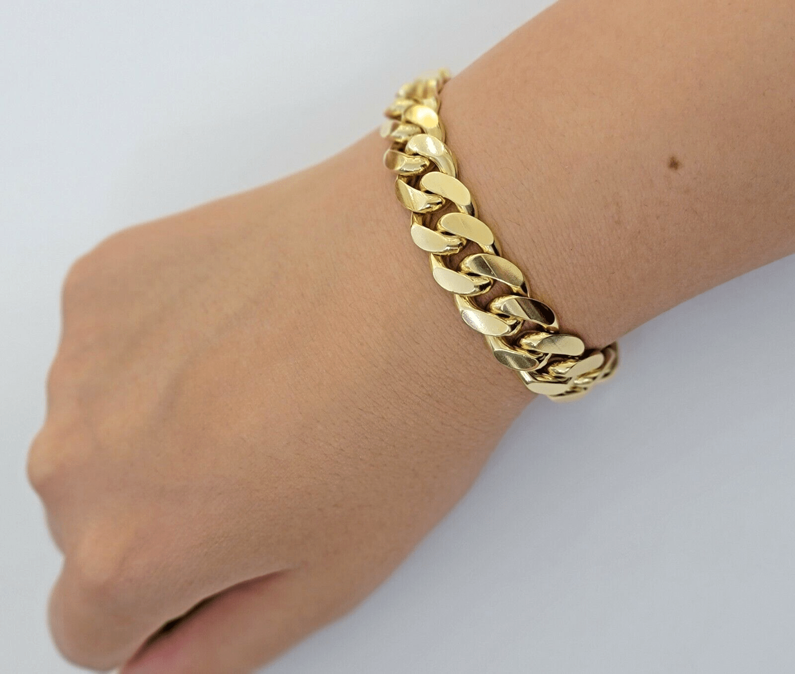 Real 10k Gold Bracelet Mens Miami Cuban Link 9 Inch 13mm Heavy SOLID 10KT , SALE - GoldenlinQ