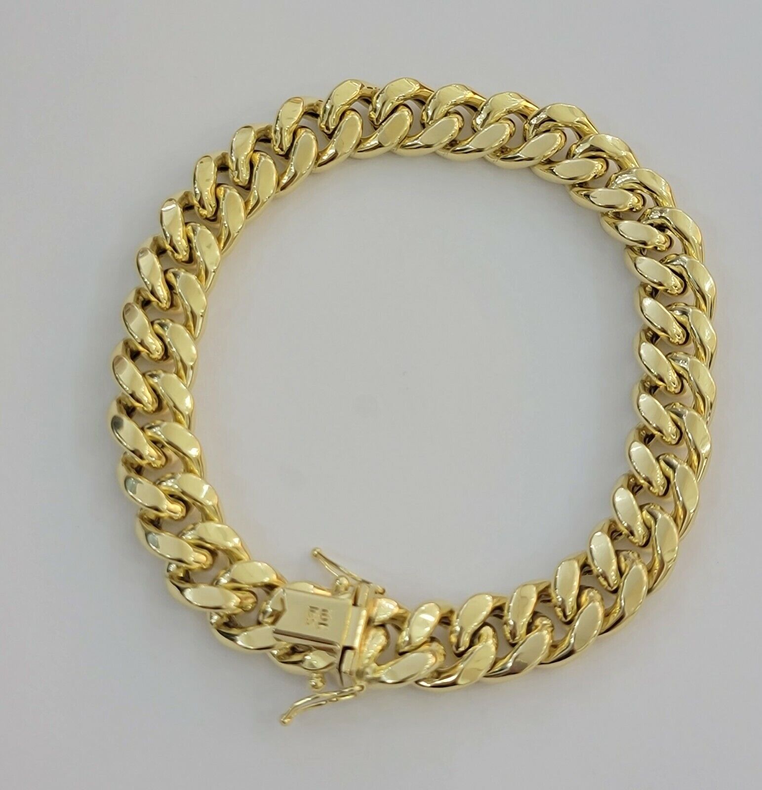 REAL 10k Gold Bracelet Miami Cuban Link 8 Inch 11mm Mens 10kt Yellow Gold Strong - GoldenlinQ