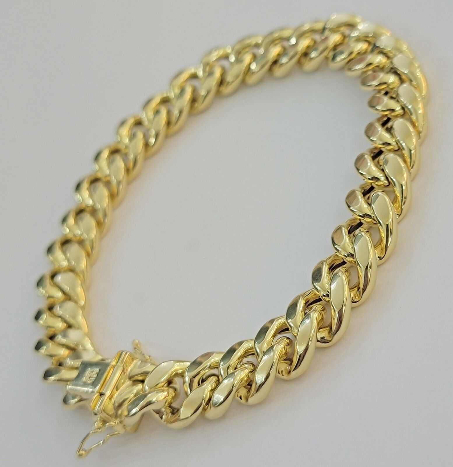 REAL 10k Gold Bracelet Miami Cuban Link 8 Inch 11mm Mens 10kt Yellow Gold Strong - GoldenlinQ
