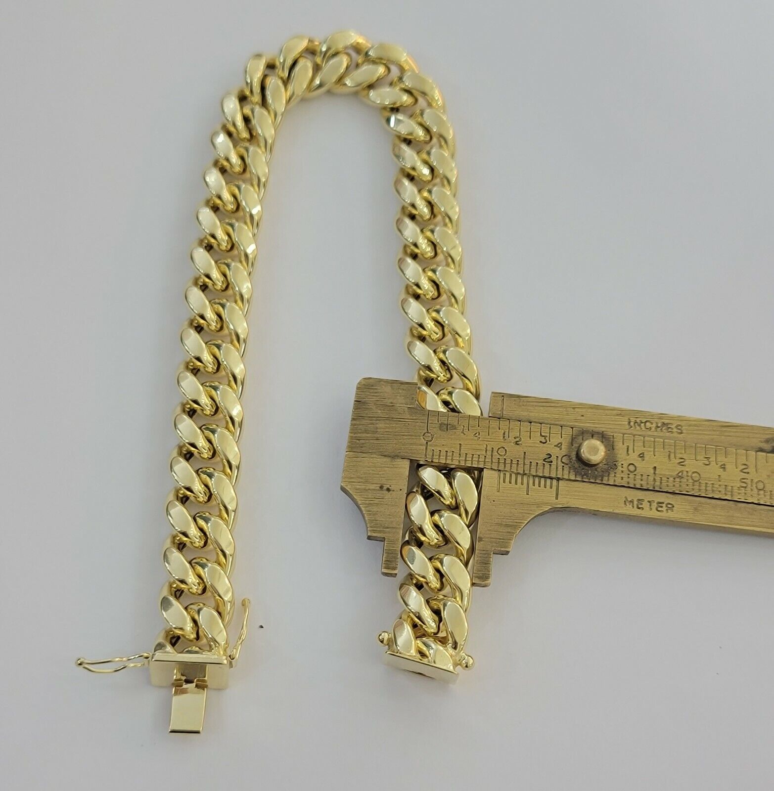 REAL 10k Gold Bracelet Miami Cuban Link 8 Inch 11mm Mens 10kt Yellow Gold Strong - GoldenlinQ