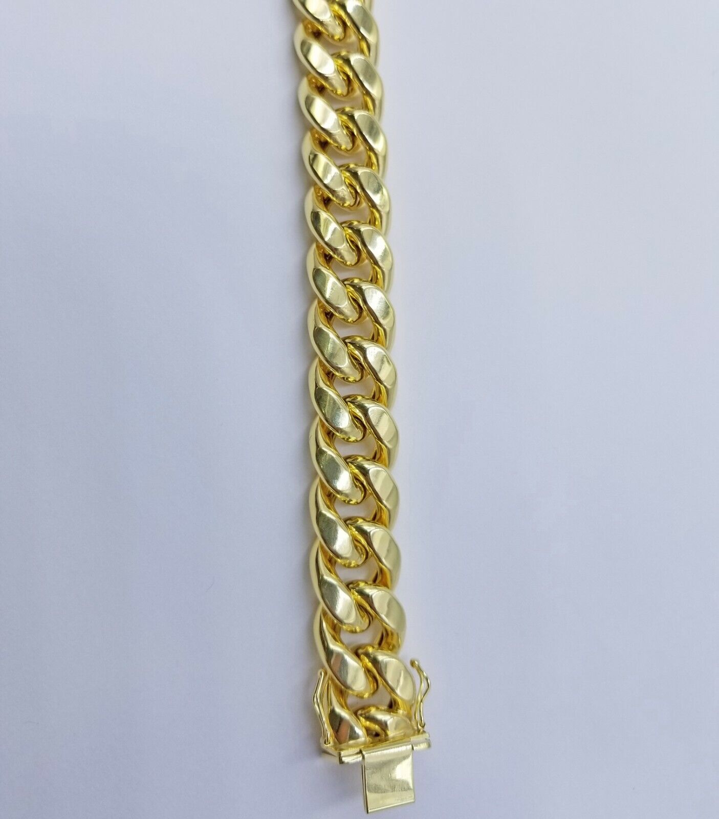 Real 10k Gold Bracelet Miami Cuban Link 8.5 Inch 15mm Box clasp Thick Strong 10k - GoldenlinQ