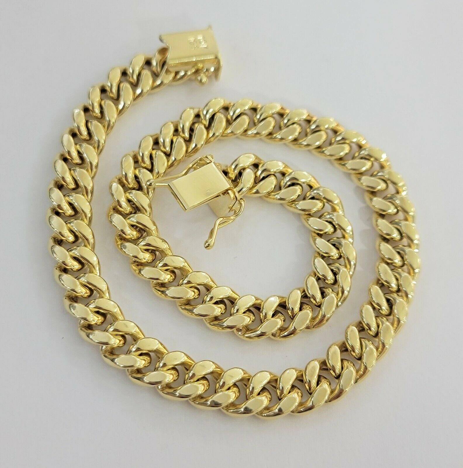 Real 10k Gold Bracelet Miami Cuban Link 9" 7mm REAL 10kt Yellow Gold STRONG,MENs - GoldenlinQ