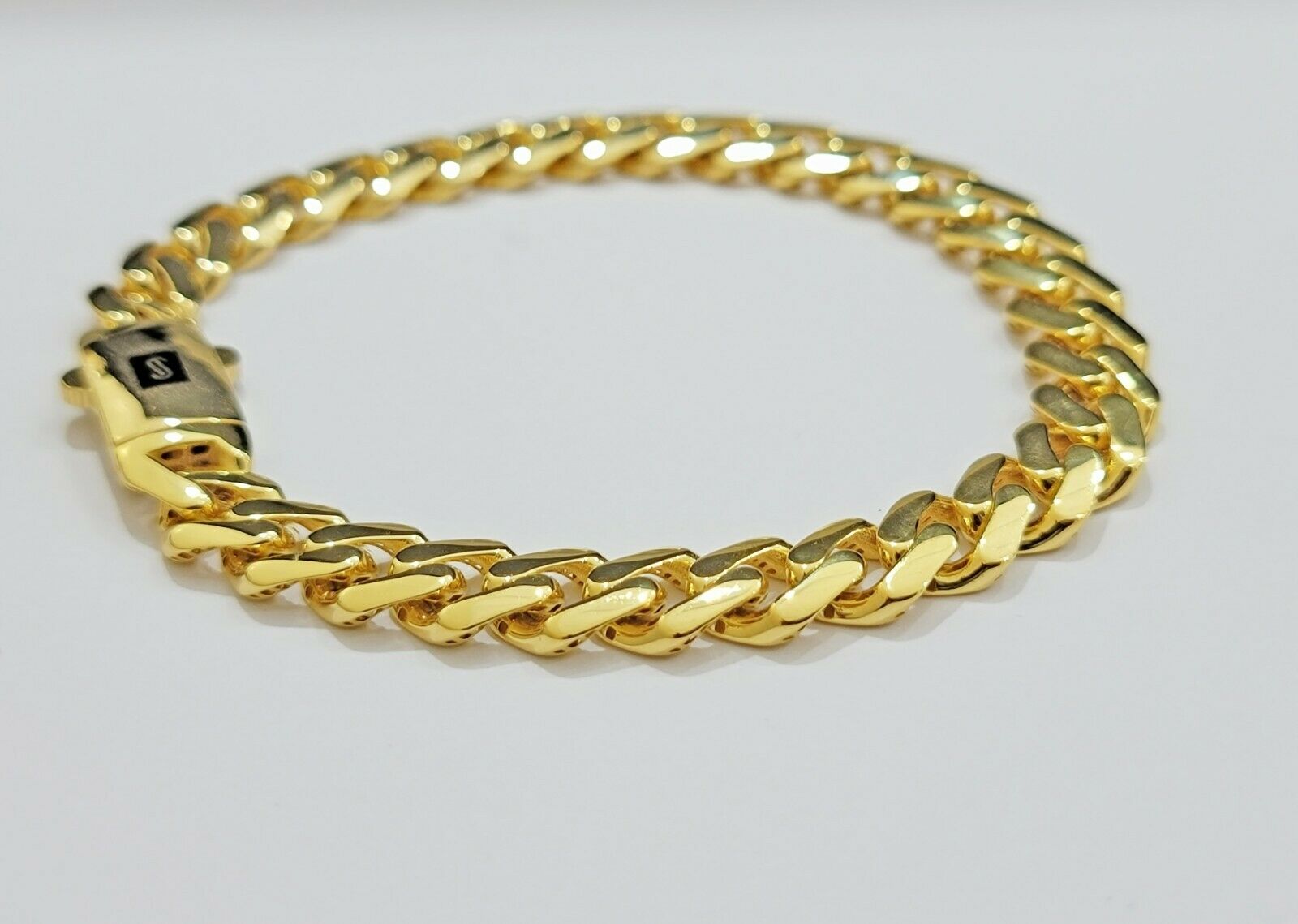 Real 10k Gold Bracelet Royal Miami Cuban Link 8.5mm 8.5Inch Moneco Box Lock,10kt - GoldenlinQ
