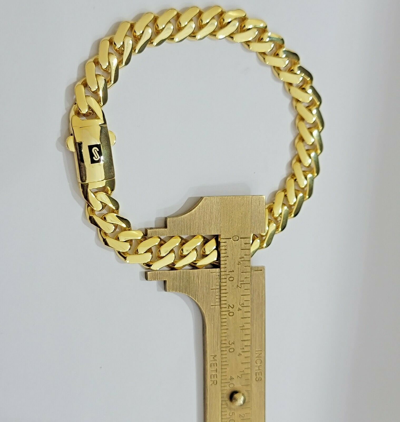 Real 10k Gold Bracelet Royal Miami Cuban Link 8.5mm 8.5Inch Moneco Box Lock,10kt - GoldenlinQ