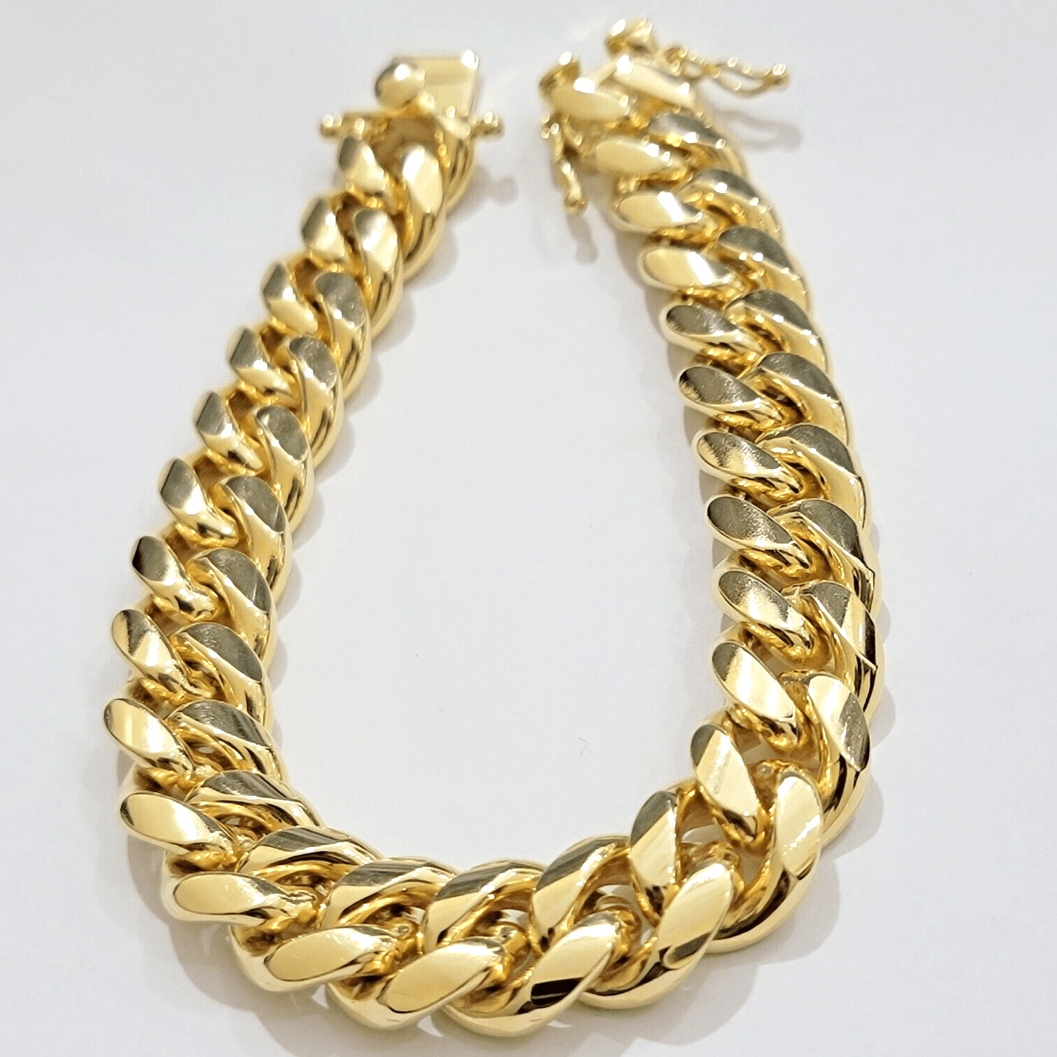 Real 10k Gold Bracelet Solid Miami Cuban Link 12mm 8" Inch Box Clasp , Mens 10KT - GoldenlinQ