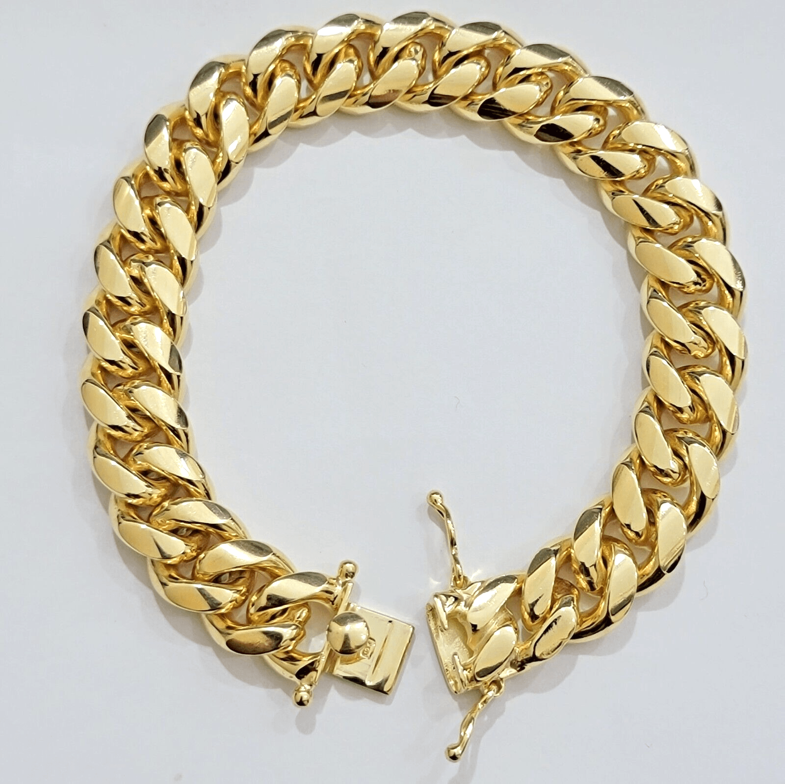 Real 10k Gold Bracelet Solid Miami Cuban Link 12mm 8" Inch Box Clasp , Mens 10KT - GoldenlinQ