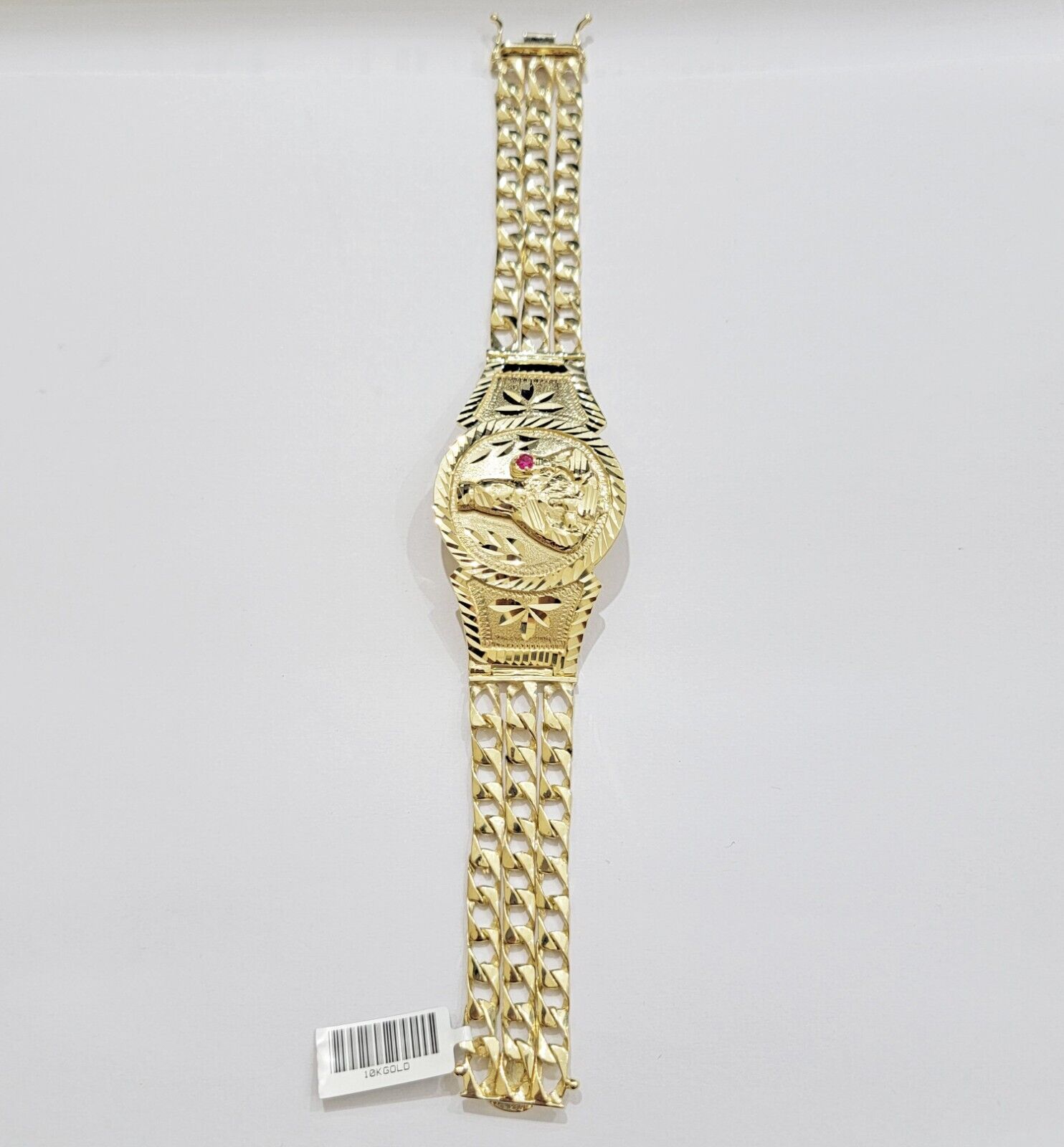 Real 10k Gold Bracelet Solid San barbara 8 Inches Cuban Link Box Lock, Pura oro - GoldenlinQ