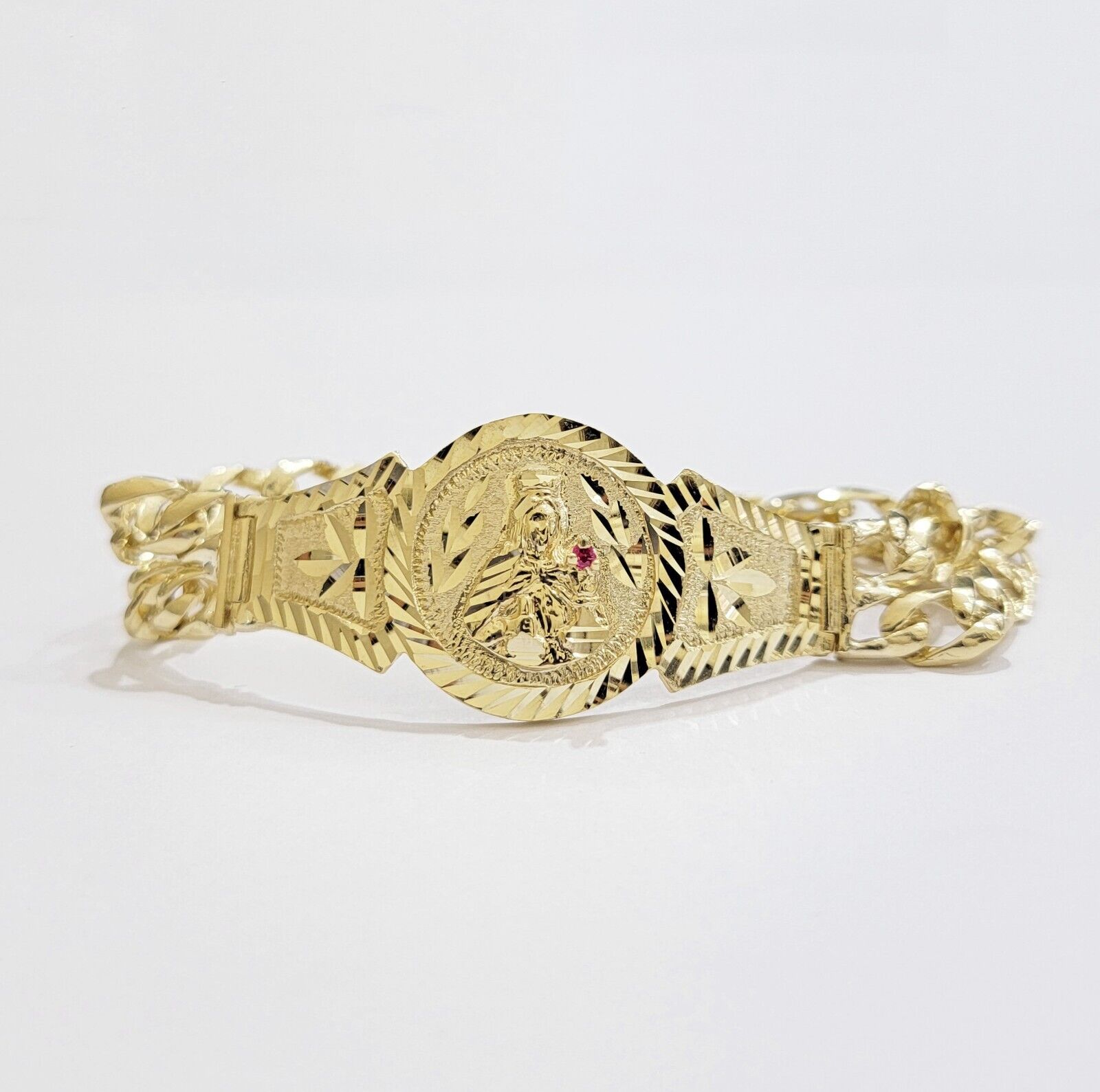 Real 10k Gold Bracelet Solid San barbara 8.25 Inch Cuban Link Box Lock, Pura oro - GoldenlinQ