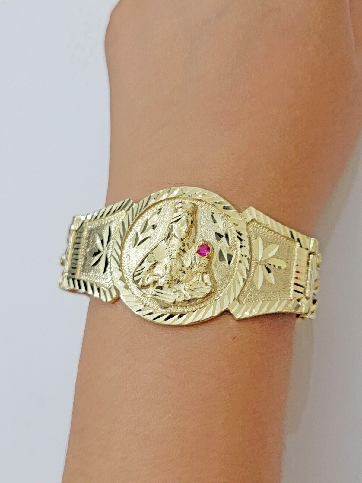 Real 10k Gold Bracelet Solid San barbara 8.25 Inch Cuban Link Box Lock, Pura oro - GoldenlinQ