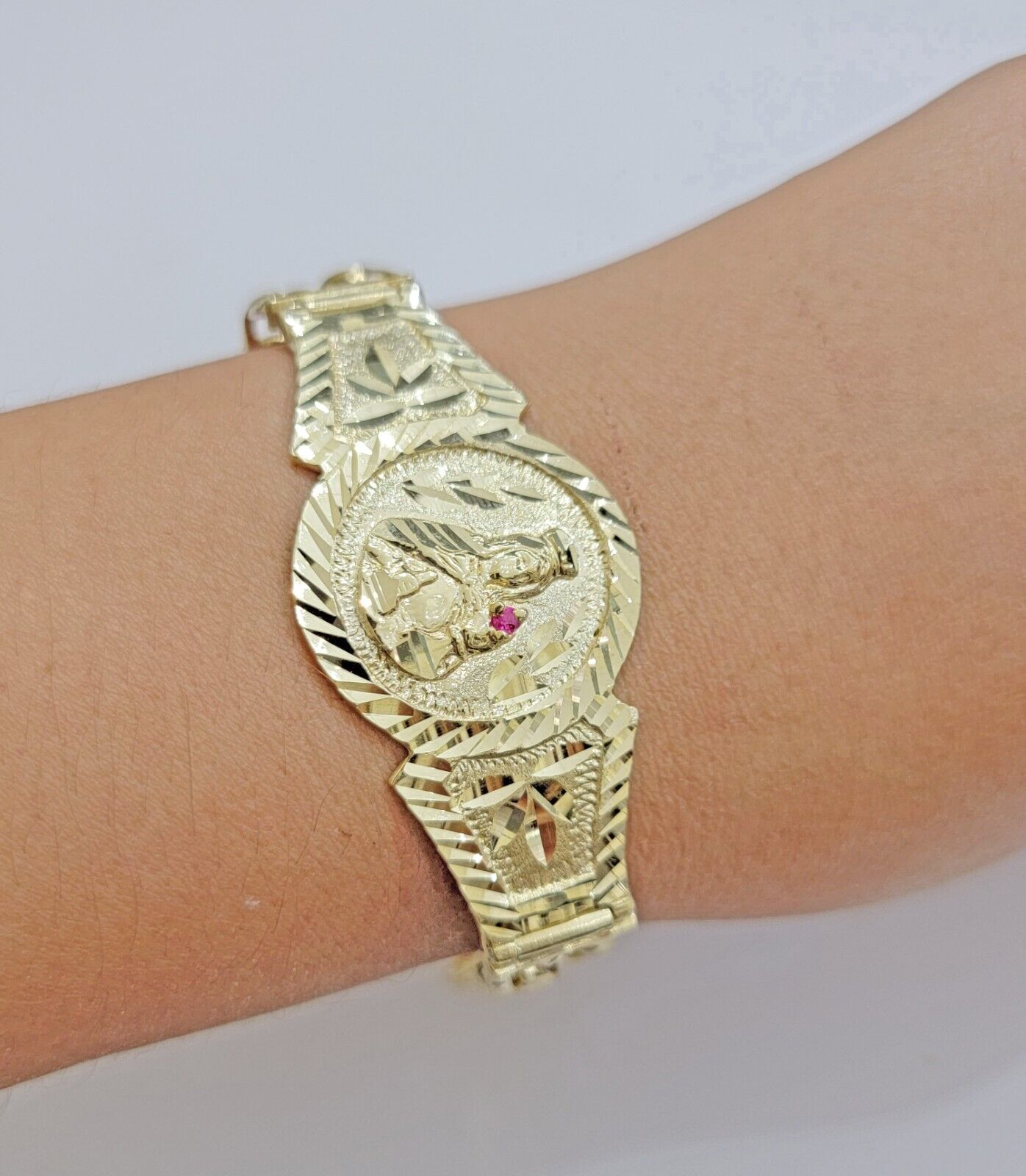 Real 10k Gold Bracelet Solid San barbara 8.25 Inch Cuban Link Box Lock, Pura oro - GoldenlinQ