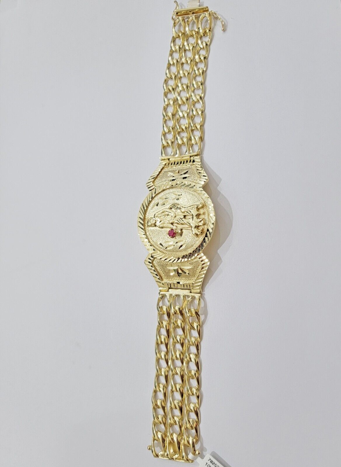 Real 10k Gold Bracelet Solid San Lazarus 9 Inches Cuban Link Pura oro , lázaro - GoldenlinQ