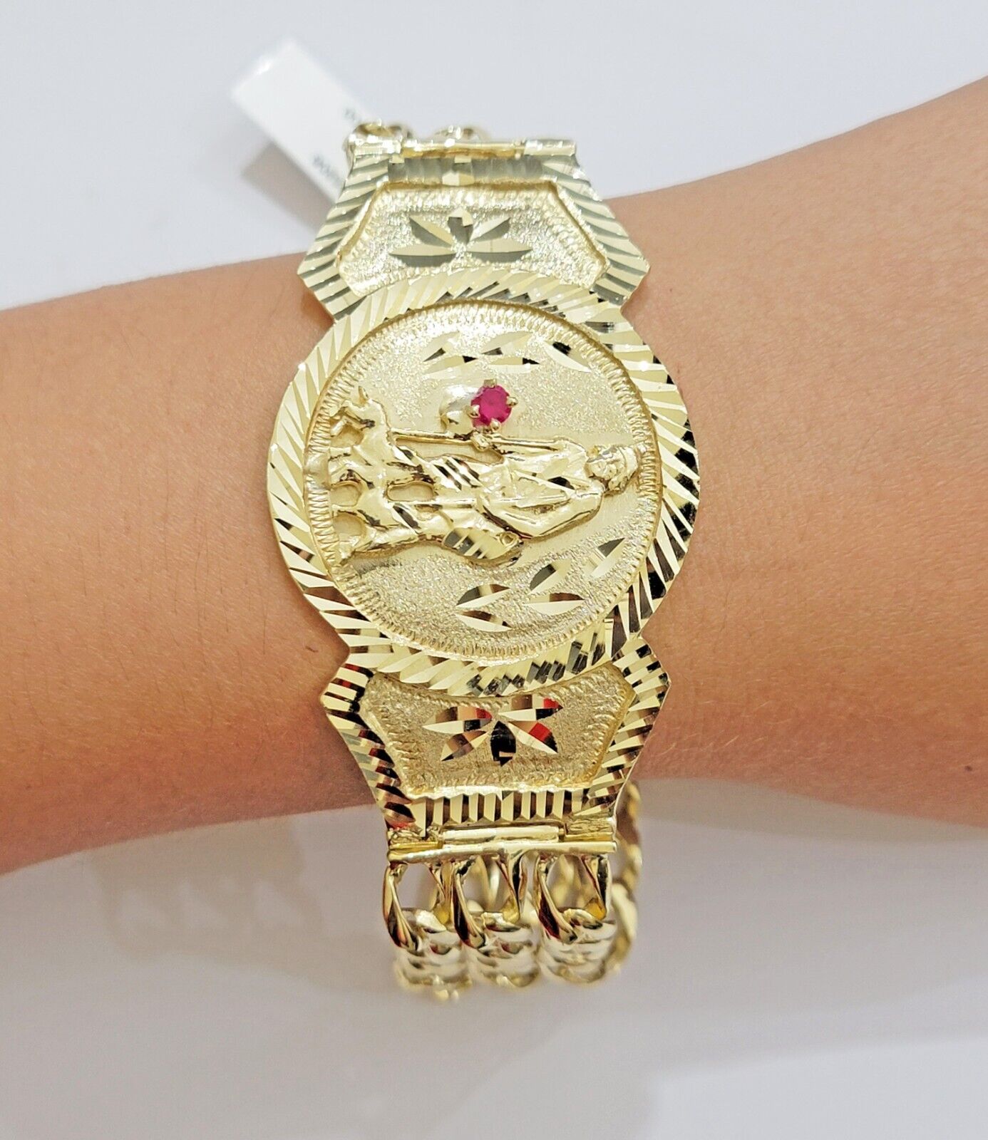 Real 10k Gold Bracelet Solid San Lazarus 9 Inches Cuban Link Pura oro , lázaro - GoldenlinQ