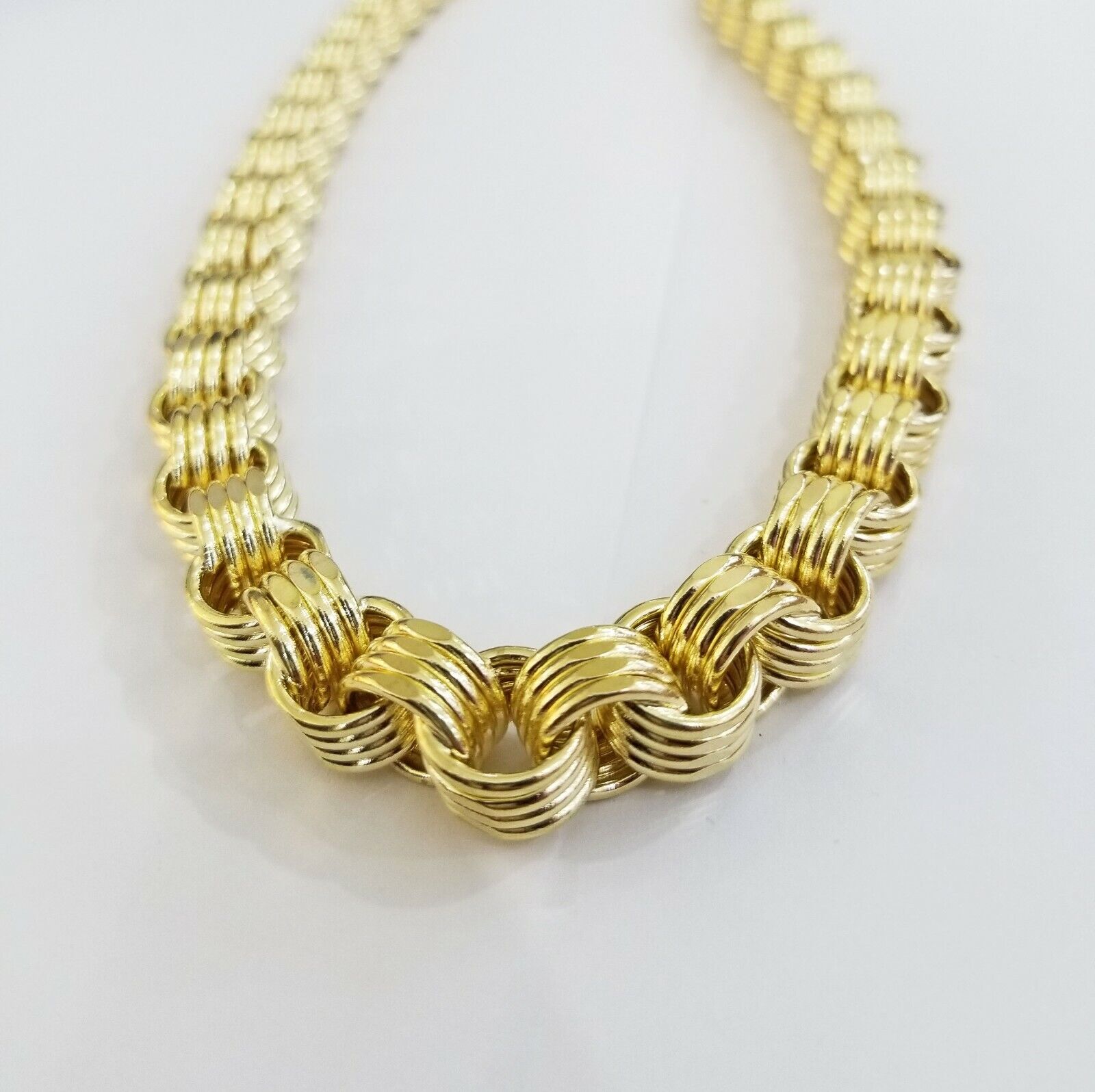 Real 10k Gold Byzantine Chain 11mm 26" Inch Men's yellow gold necklace 10kt - GoldenlinQ