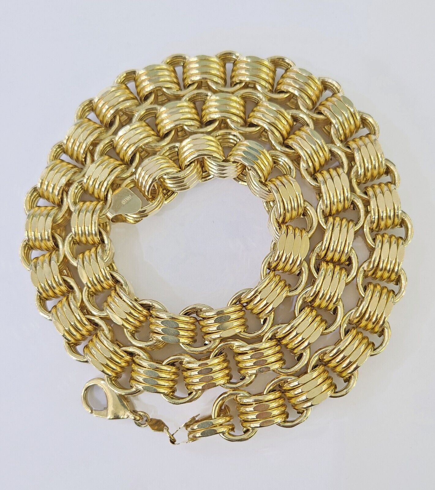 Real 10k Gold Byzantine Chain 12mm 26 Inch Men's yellow gold necklace Real gold - GoldenlinQ