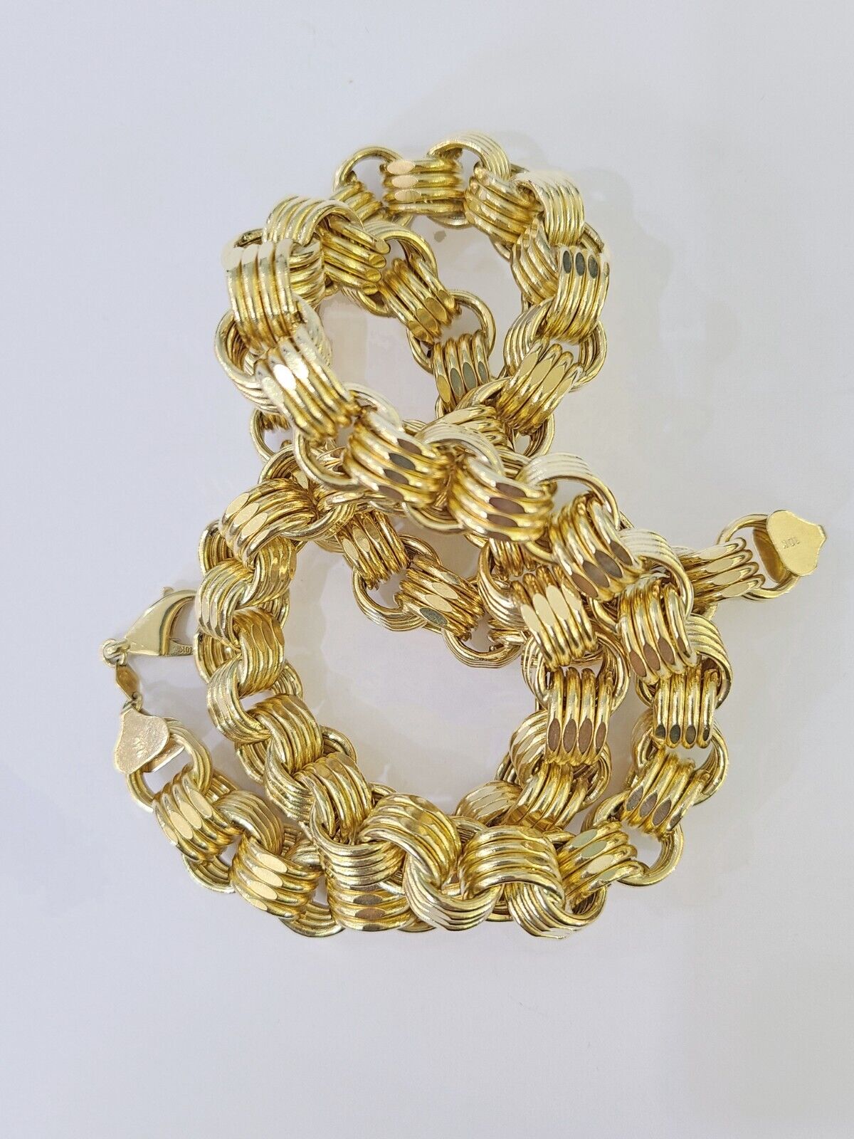 Real 10k Gold Byzantine Chain 12mm 26 Inch Men's yellow gold necklace Real gold - GoldenlinQ