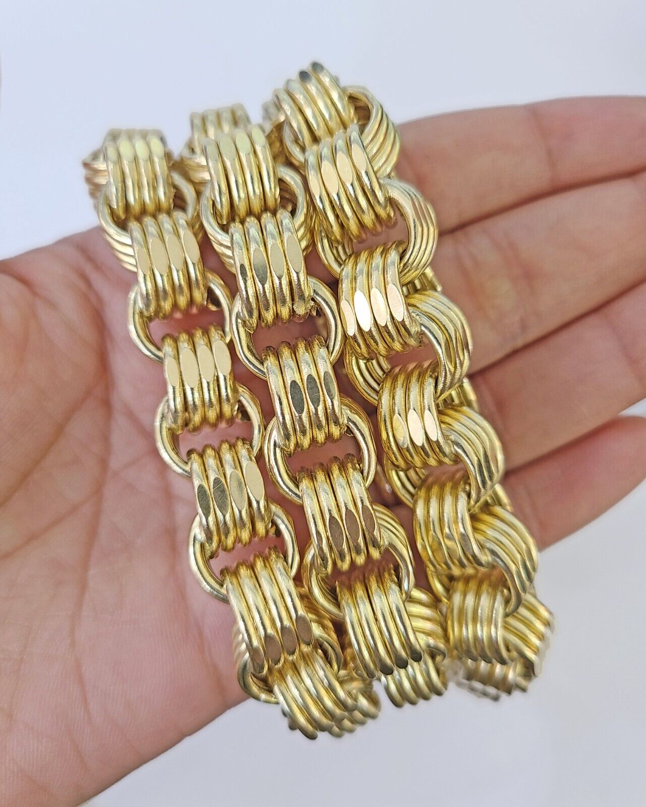 Real 10k Gold Byzantine Chain 12mm 26 Inch Men's yellow gold necklace Real gold - GoldenlinQ