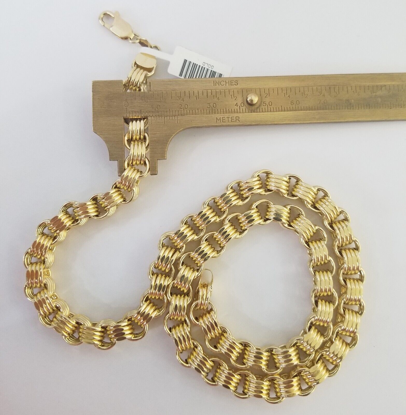 Real 10k Gold Byzantine Chain Mens necklace 8.5 mm 22" Inch 10kt yellow gold - GoldenlinQ