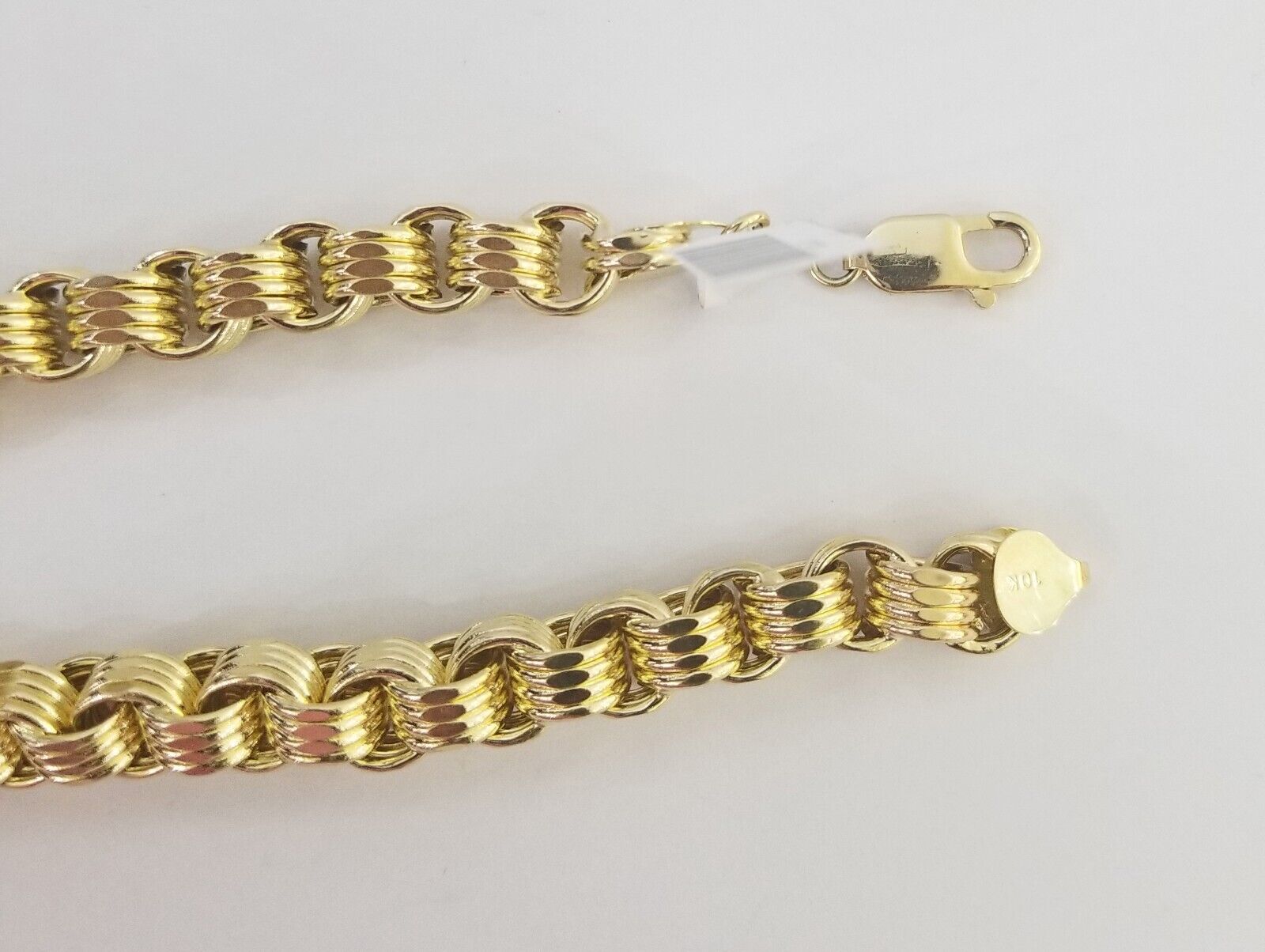 Real 10k Gold Byzantine Chain Mens necklace 8.5 mm 22" Inch 10kt yellow gold - GoldenlinQ