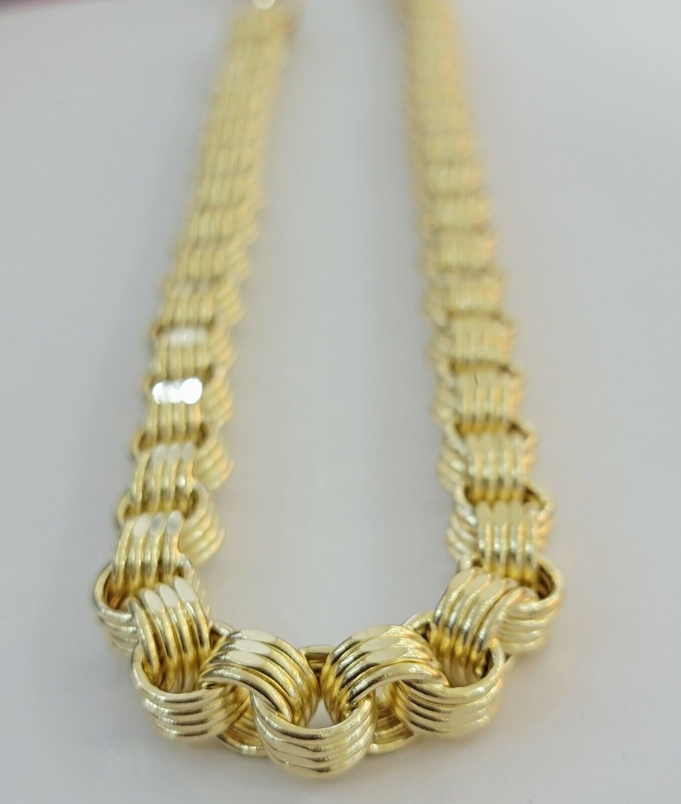 Real 10k Gold Byzantine Chain Necklace 8mm 22" 24" 26" 28" 30" 10kt Yellow Gold - GoldenlinQ