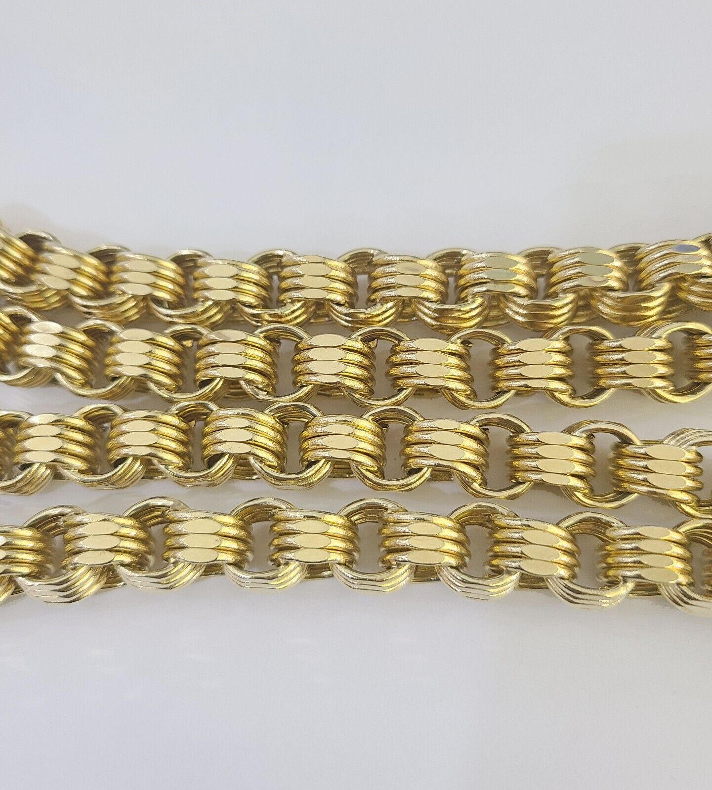 REAL 10k Gold Byzantine Chain Necklace Lobster Clasp 10mm 20"22" 24" 26" 28" 30" - GoldenlinQ