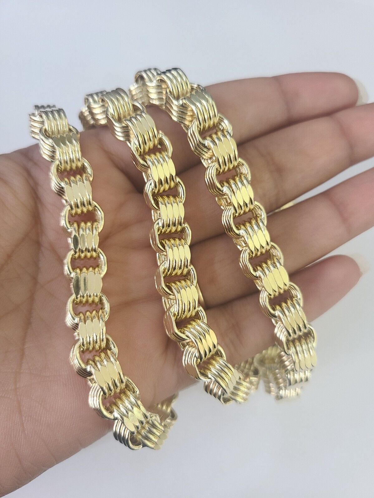 REAL 10k Gold Byzantine Chain Necklace Lobster Clasp 8mm 20" 22" 24" 26" 28" 30" - GoldenlinQ