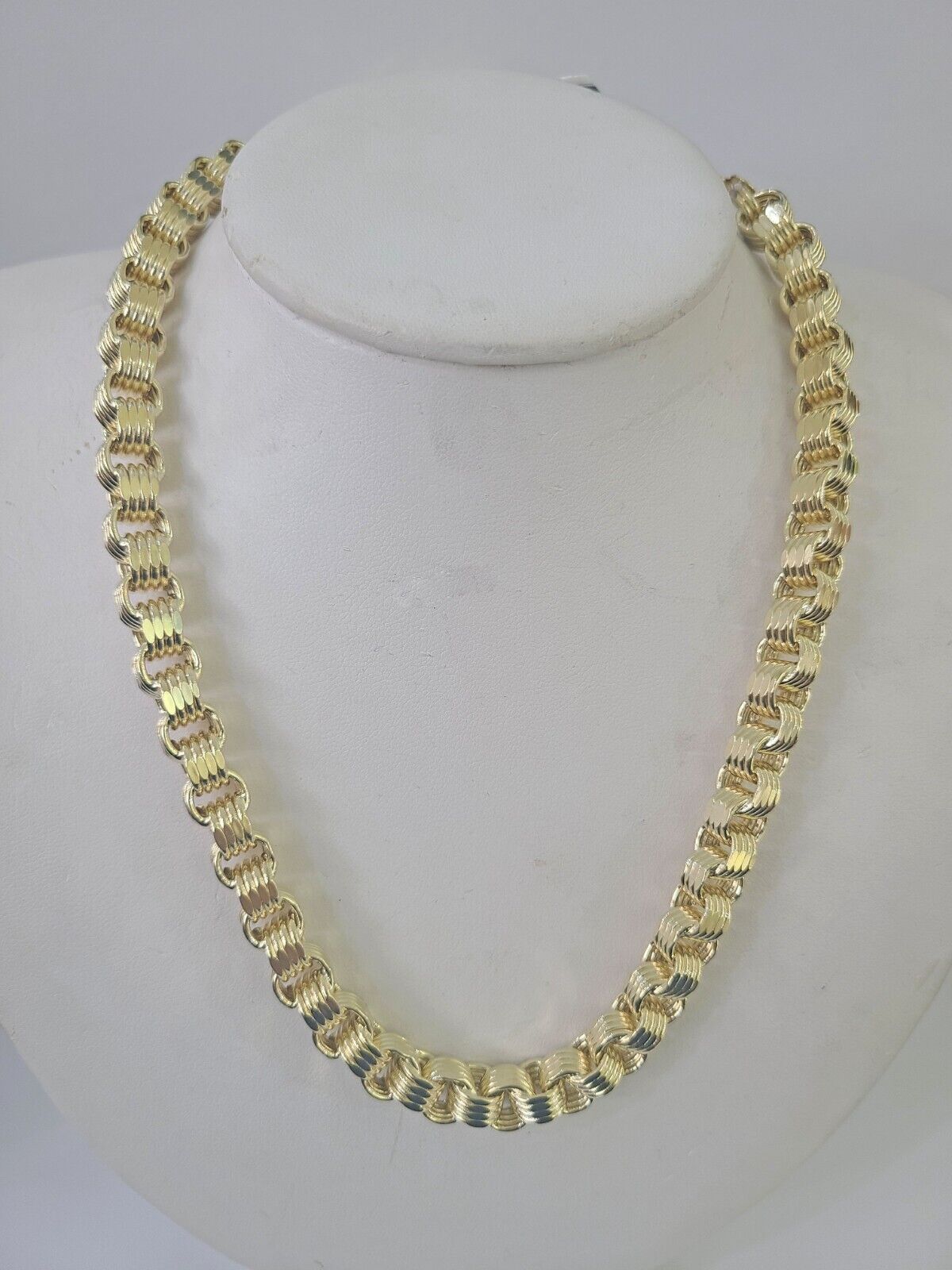 REAL 10k Gold Byzantine Chain Necklace Lobster Clasp 8mm 20" 22" 24" 26" 28" 30" - GoldenlinQ