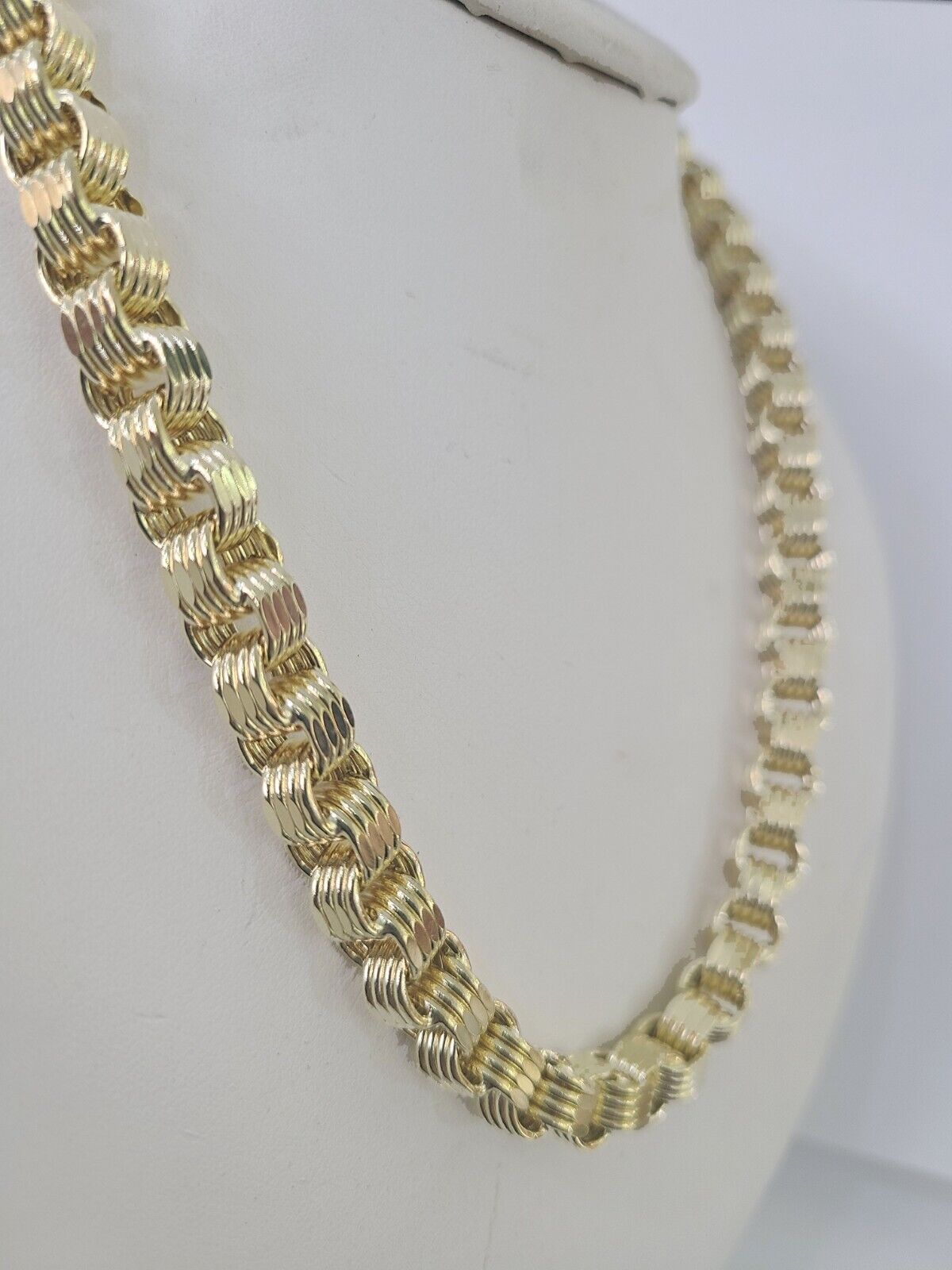 REAL 10k Gold Byzantine Chain Necklace Lobster Clasp 8mm 20" 22" 24" 26" 28" 30" - GoldenlinQ