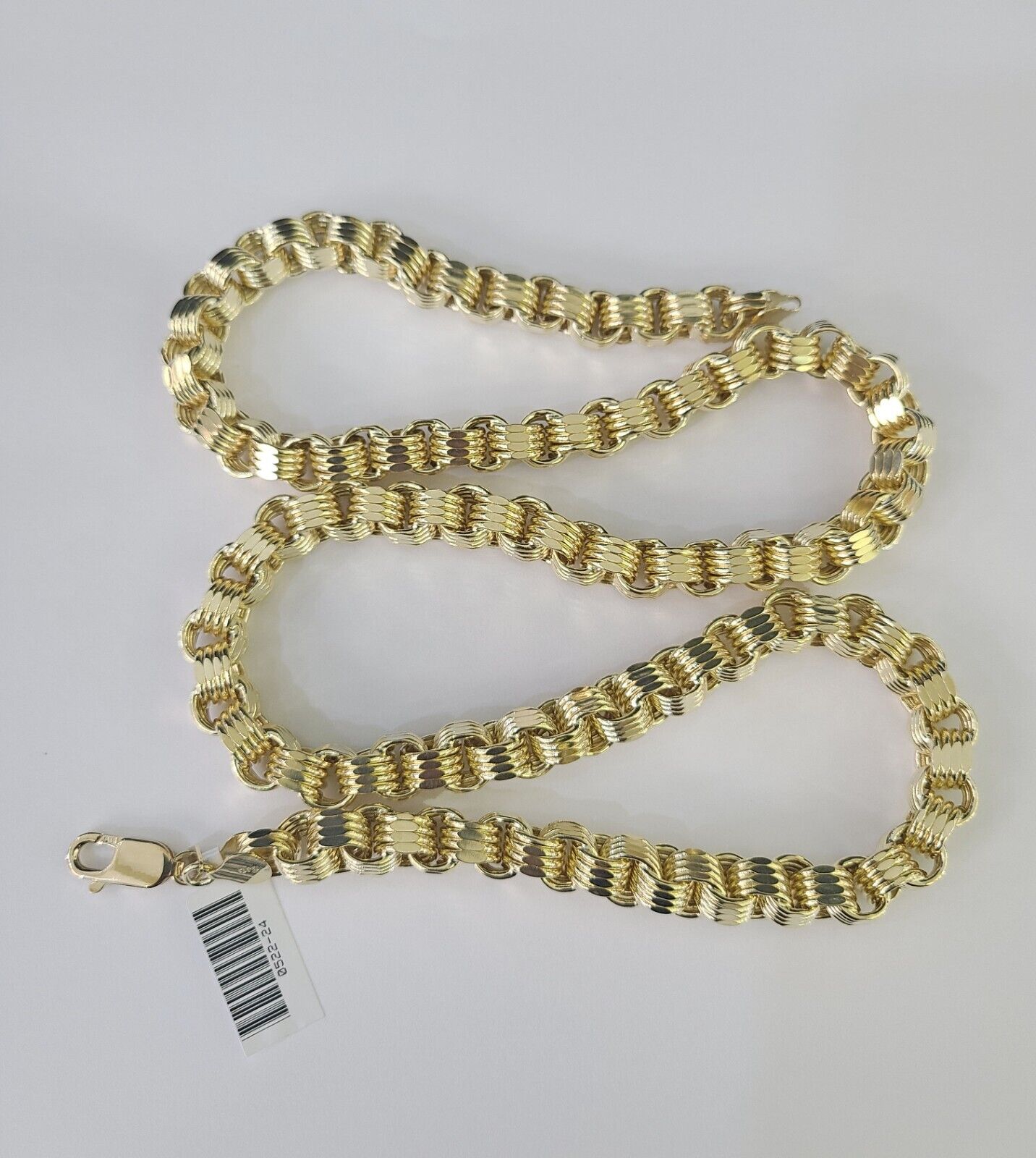 REAL 10k Gold Byzantine Chain Necklace Lobster Clasp 8mm 20" 22" 24" 26" 28" 30" - GoldenlinQ