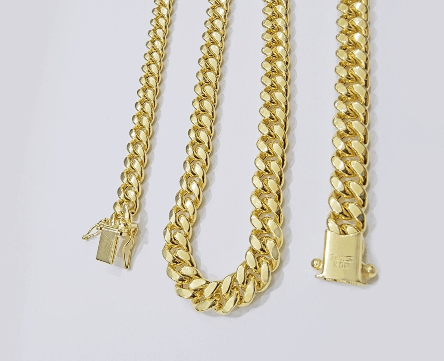 Real 10k Gold Chain 7mm 22 Inch Miami Cuban Link Box Clasp Mens 10kt Yellow Gold - GoldenlinQ