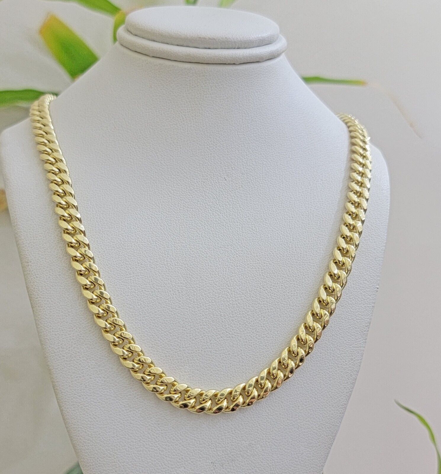 Real 10k Gold Chain 7mm 22 Inch Miami Cuban Link Box Clasp Mens 10kt Yellow Gold - GoldenlinQ